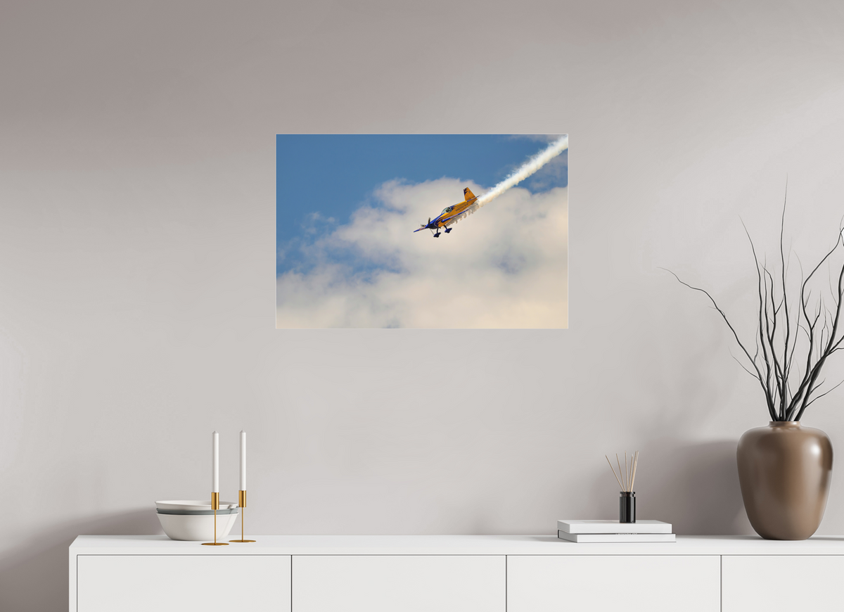 30 x 20″, Matte Acrylic Glass without frame Bob Freeman in his "Extra 330S" under acrylic glass