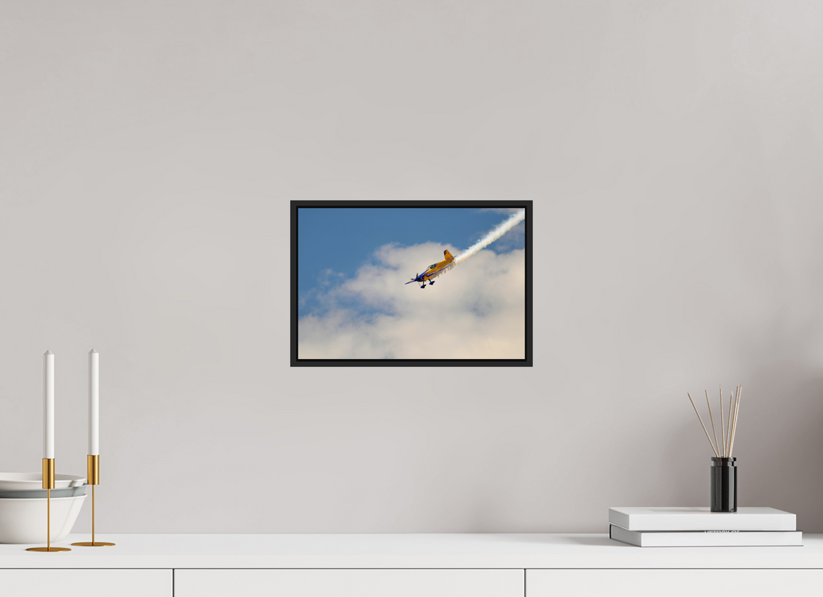 12 x 8″, Acrylic Glass Black matt .24" frame Bob Freeman in his "Extra 330S" under acrylic glass with black frame