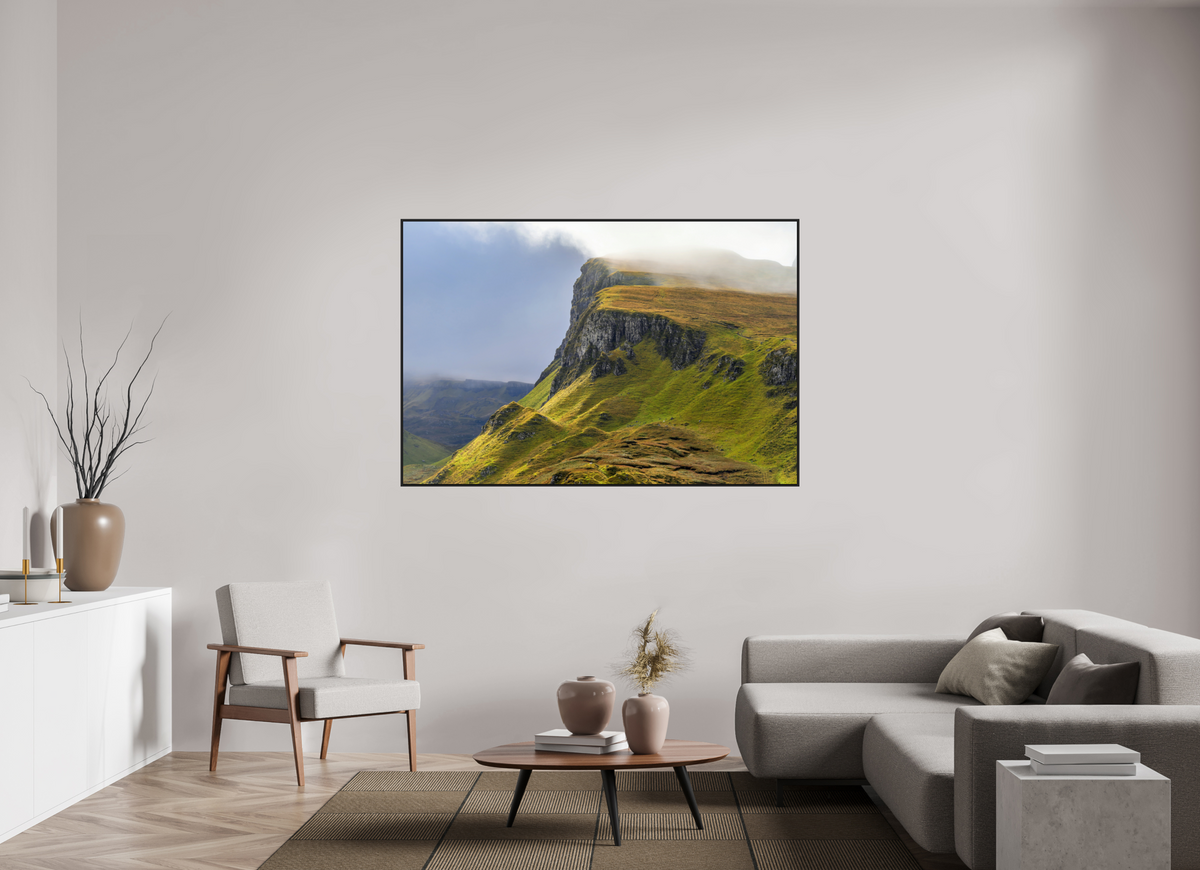 66 x 44″, Acrylic Glass Black matt .24" frame Rocky cliffs under acrylic glass with black frame