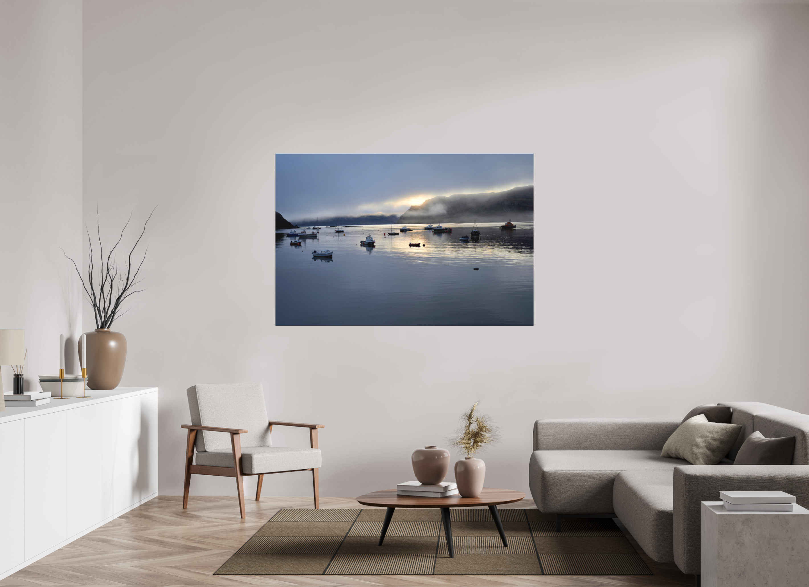 66 x 44″, Matte Acrylic Glass without frame Portree Harbor at sunrise on Matte Acrylic Glass without frame