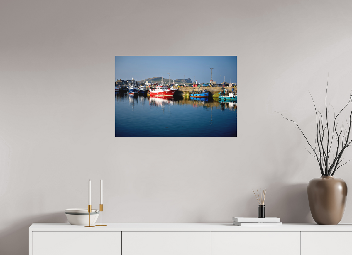 30 x 20″, Matte Acrylic Glass without frame Fishing vessels at Howth Harbour Middle Pier under acrylic glass