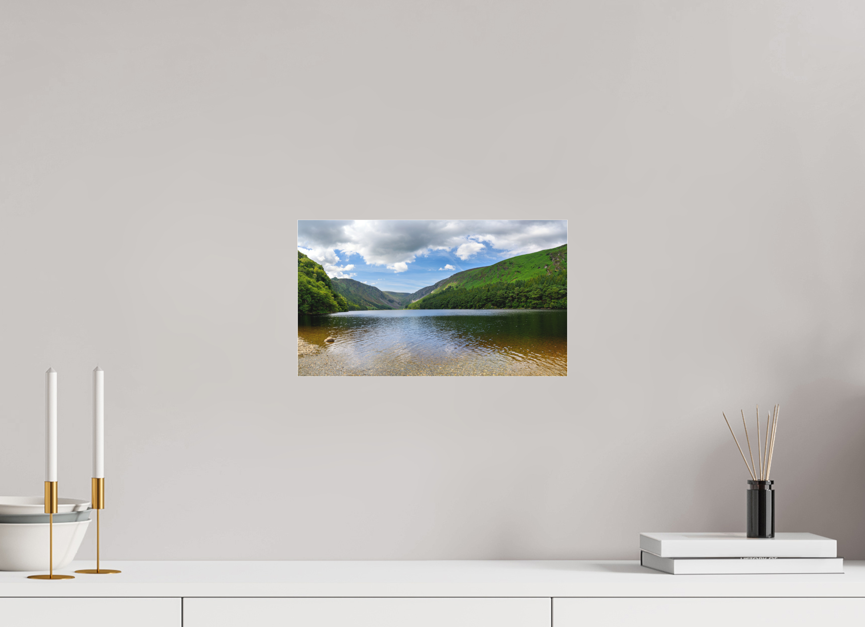 13.8 x 8″, Matte Acrylic Glass without frame Upper Lake at Glendalough under acrylic glass