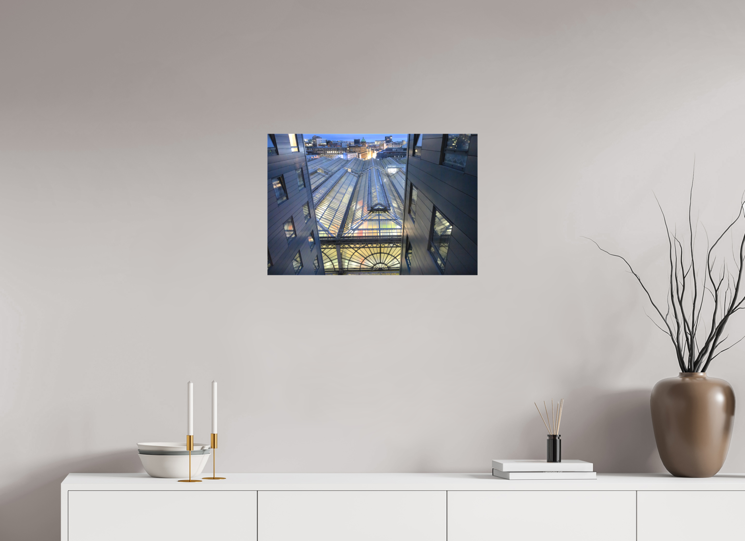 24 x 16″, Matte Canvas with wrapped edges - no frame Glasgow Central Railway Station at dawn on canvas