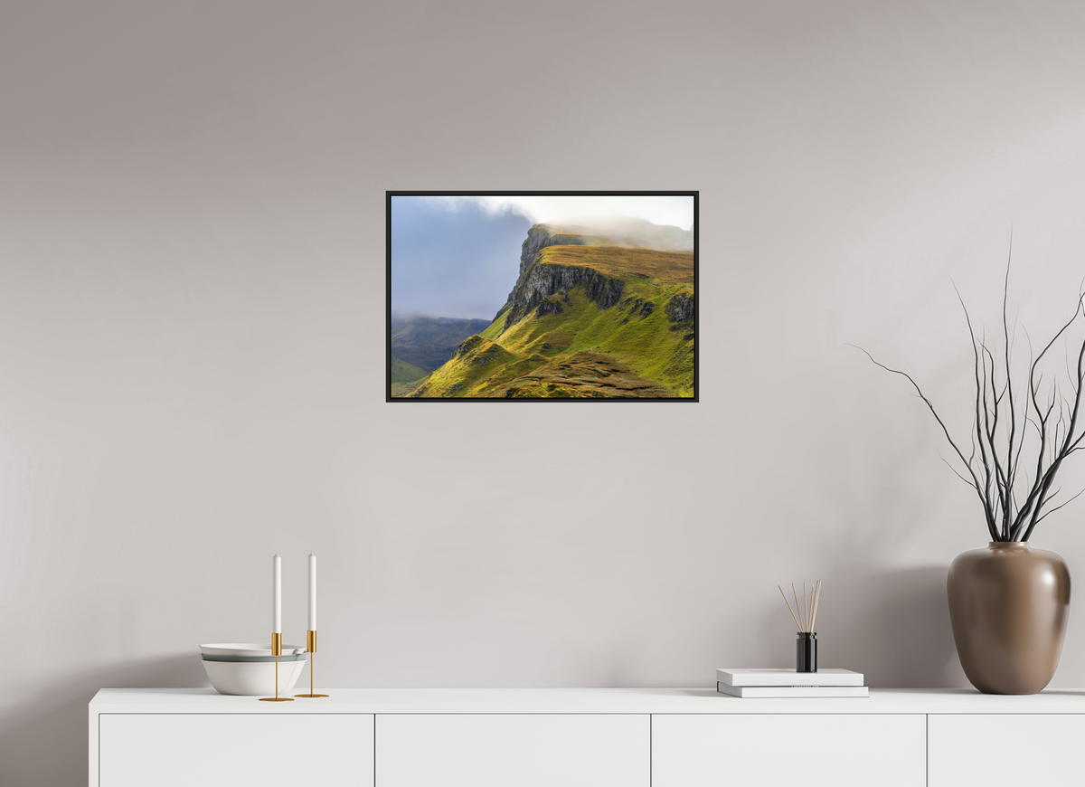 24 x 16″, Acrylic Glass Black matt .24" frame Rocky cliffs under acrylic glass with black frame