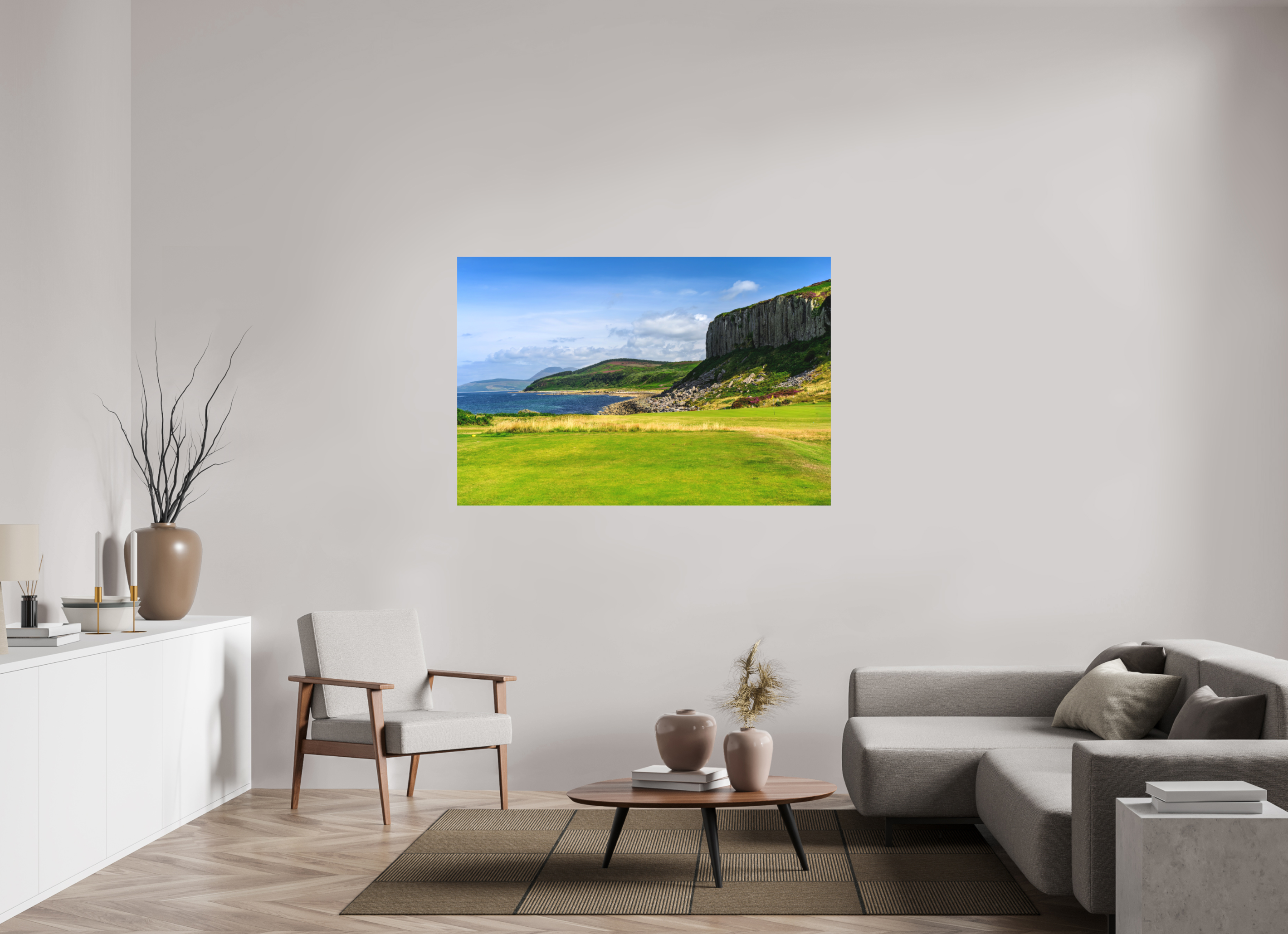 60 x 40″, Matte Acrylic Glass without frame Cliff view from the Shiskine golf course on Matte Acrylic Glass without frame