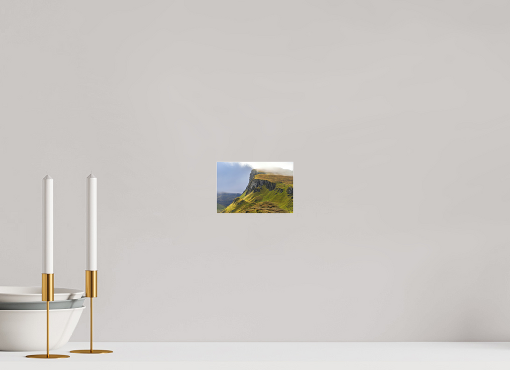6 x 4″, Matte Acrylic Glass without frame Rocky cliffs in misty sunshine near the Quiraing on Matte Acrylic Glass without frame