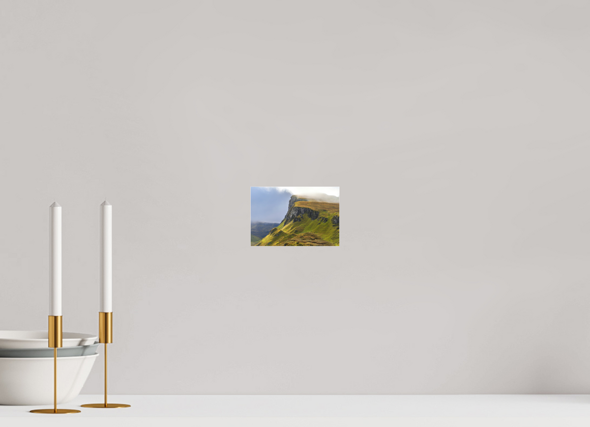 6 x 4″, Matte Acrylic Glass without frame Rocky cliffs in misty sunshine near the Quiraing on Matte Acrylic Glass without frame