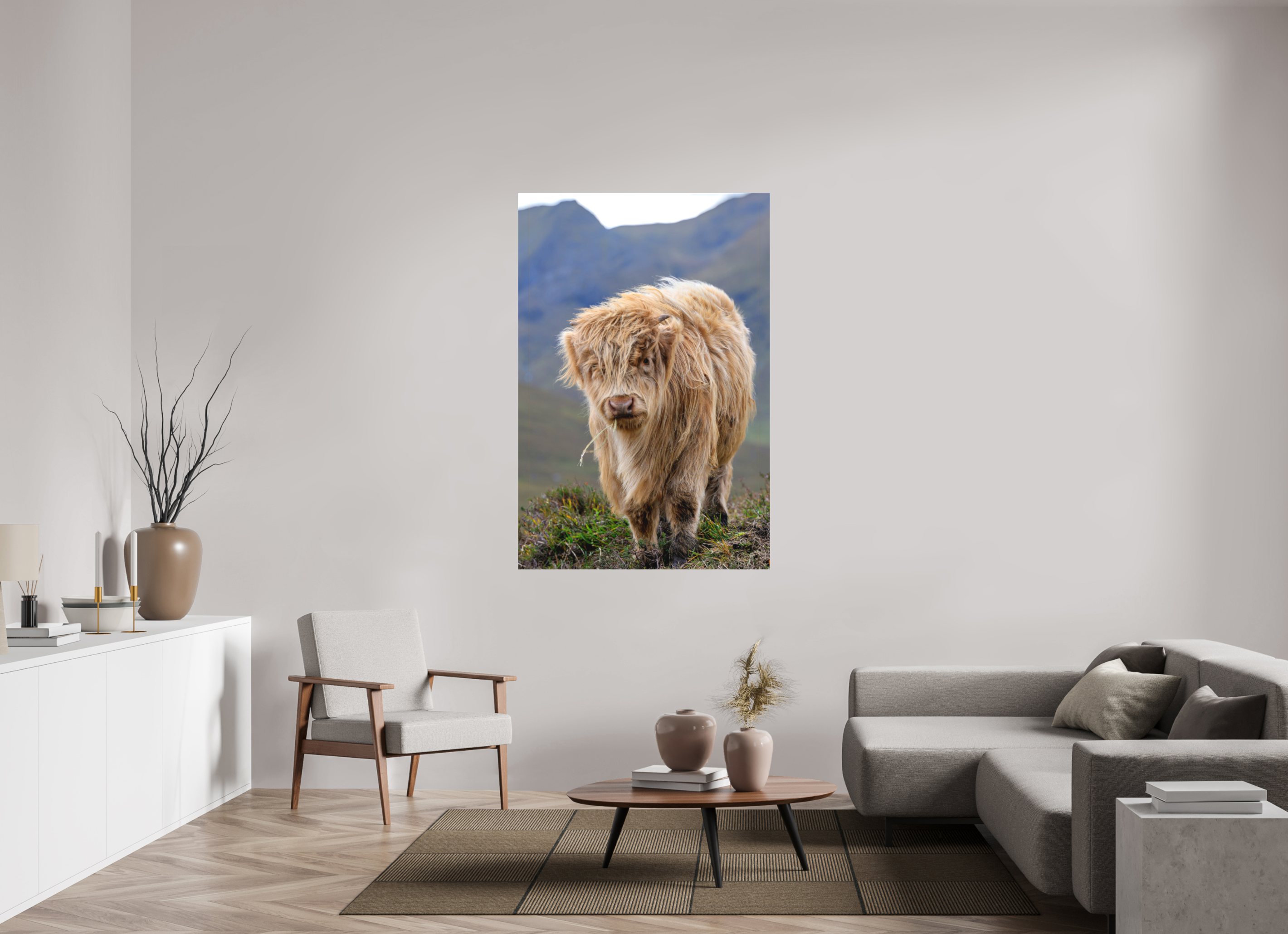 40 x 60″, Matte Canvas with wrapped edges - no frame Scottish Highland "Coo" on Canvas