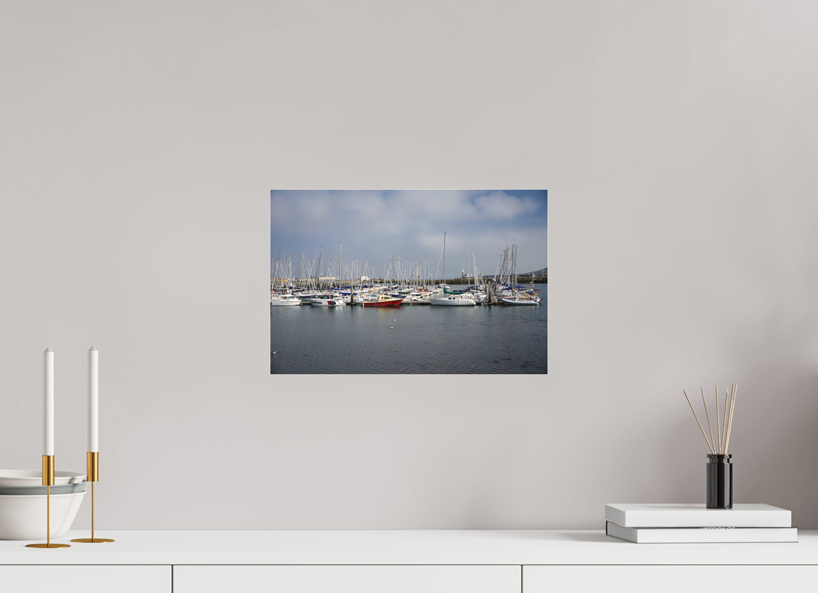 15 x 10″, Matte Acrylic Glass without frame Sailing vessels in Howth Harbour under acrylic glass