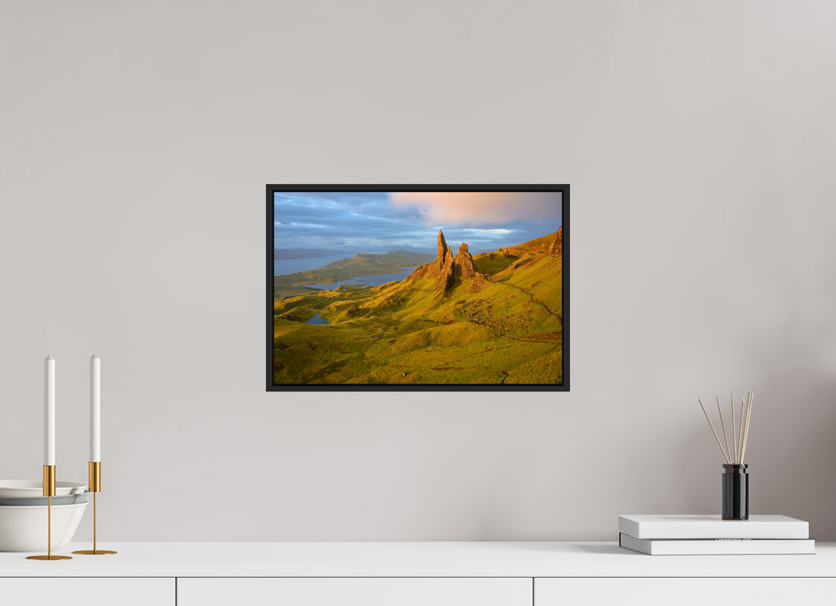 15 x 10″, Acrylic Glass Black matt .24" frame Old Man of Storr on Under Acrylic Glass with black matt frame