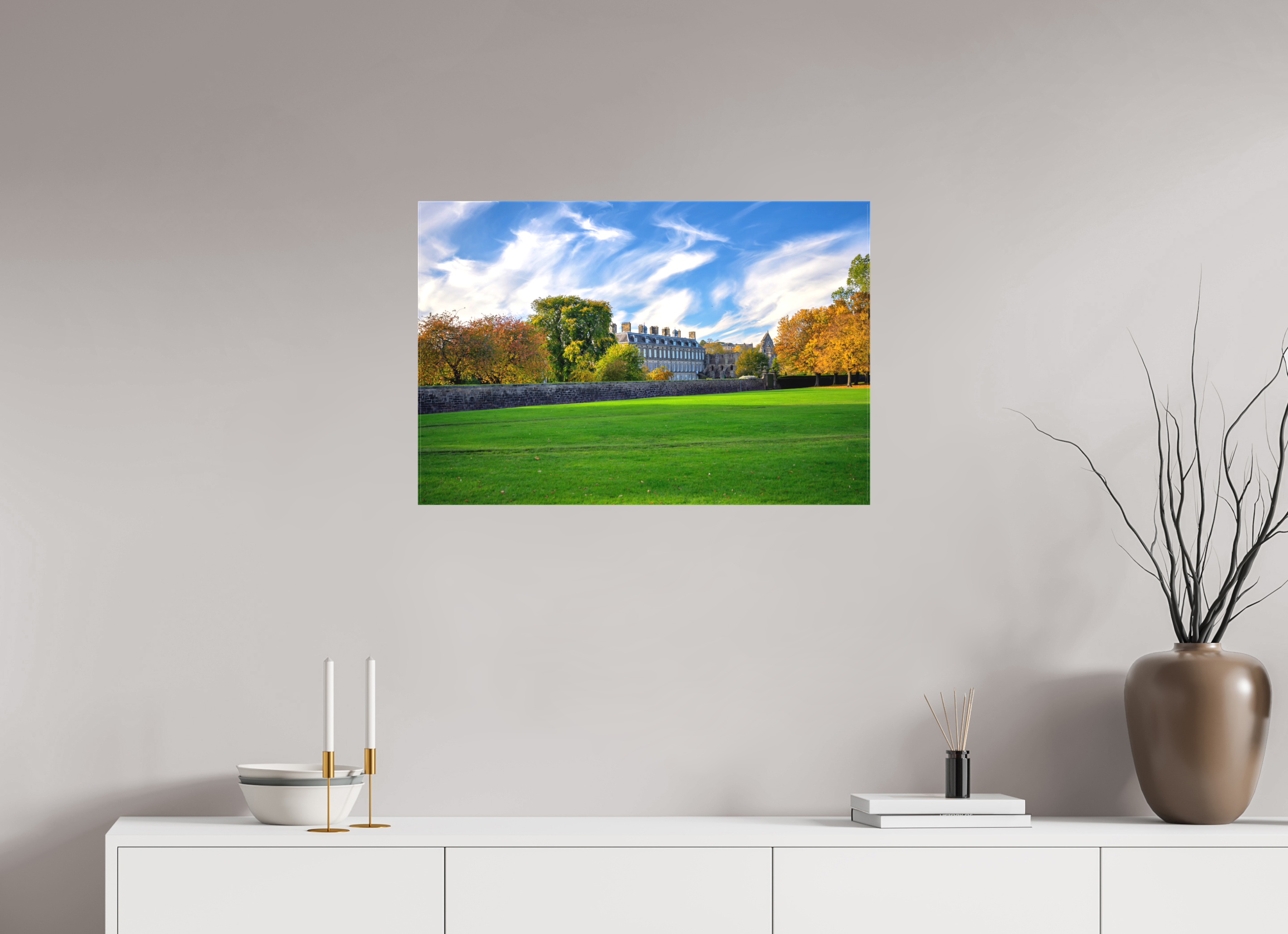 30 x 20″, Matte Canvas with wrapped edges - no frame Holyrood Palace at sunset on canvas