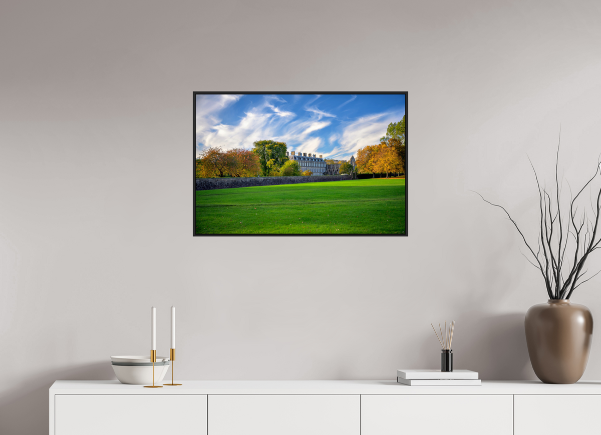 30 x 20″, Acrylic Glass Black matt .24" frame Holyrood Palace on a bright sunny day under acrylic glass with black frame