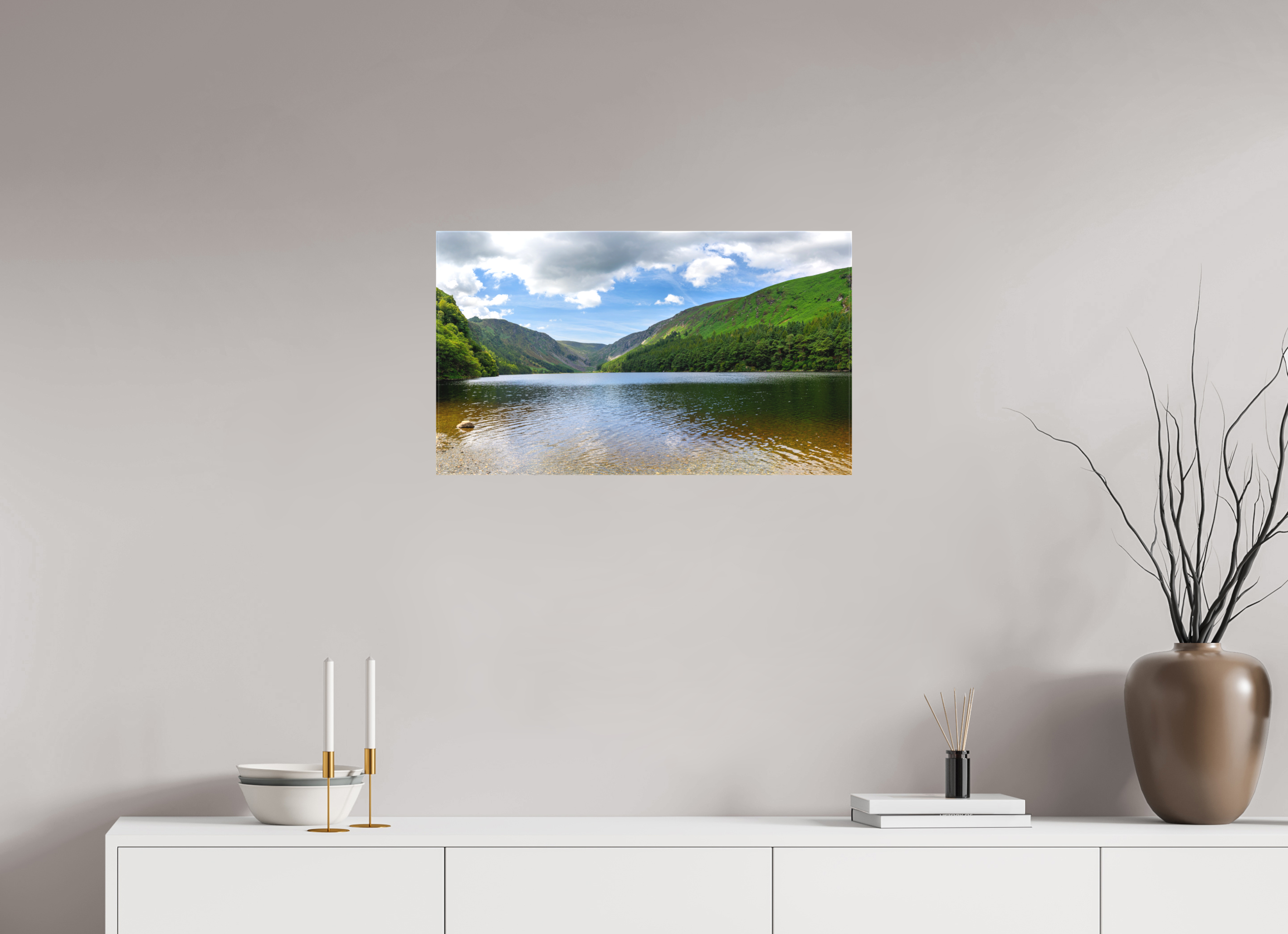 27.6 x 16″, Matte Canvas with wrapped edges - no frame Upper Lake at Glendalough on canvas