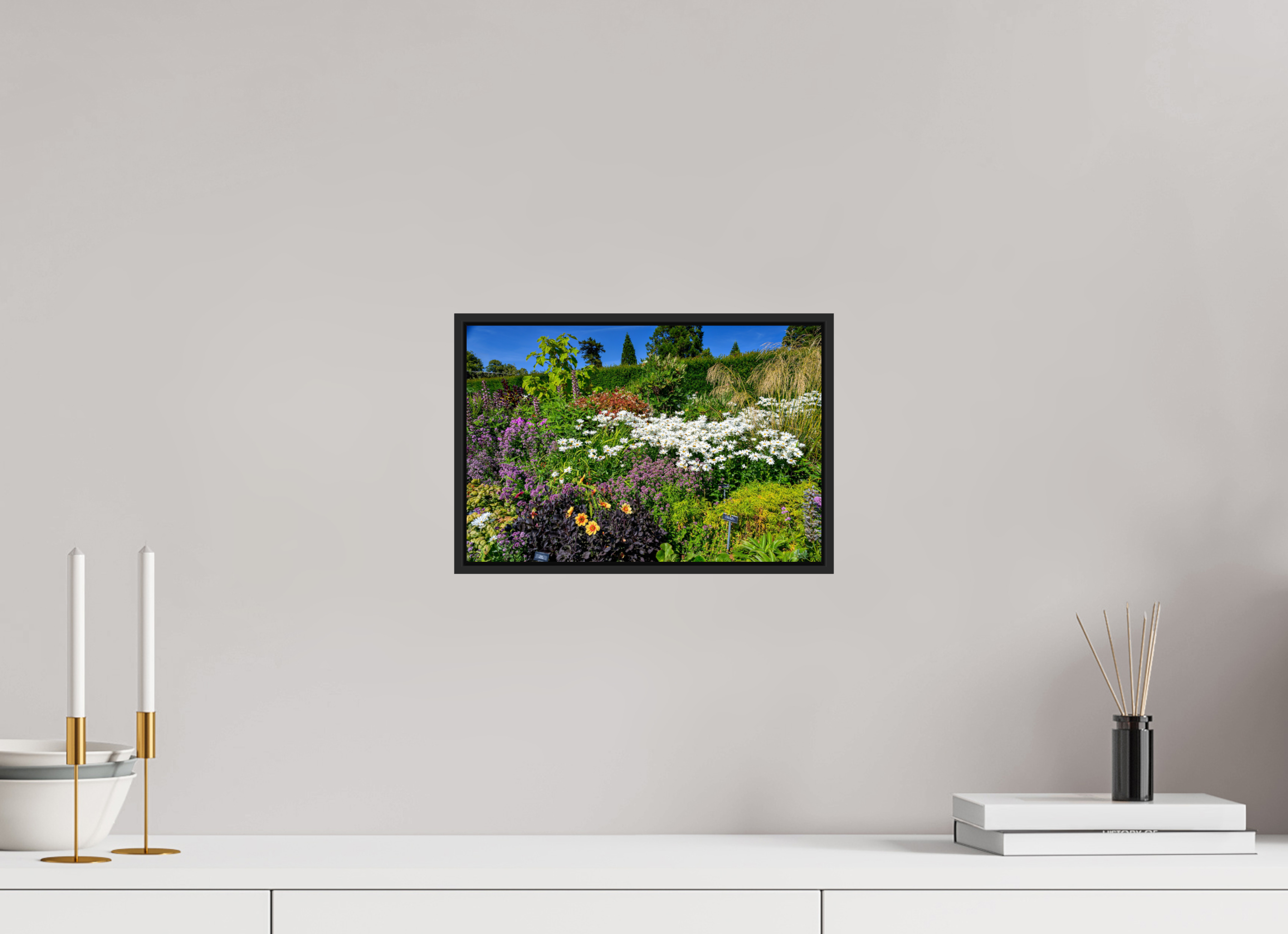 12 x 8″, Acrylic Glass Black matt .24" frame Powerscourt Gardens A under acrylic glass with black frame