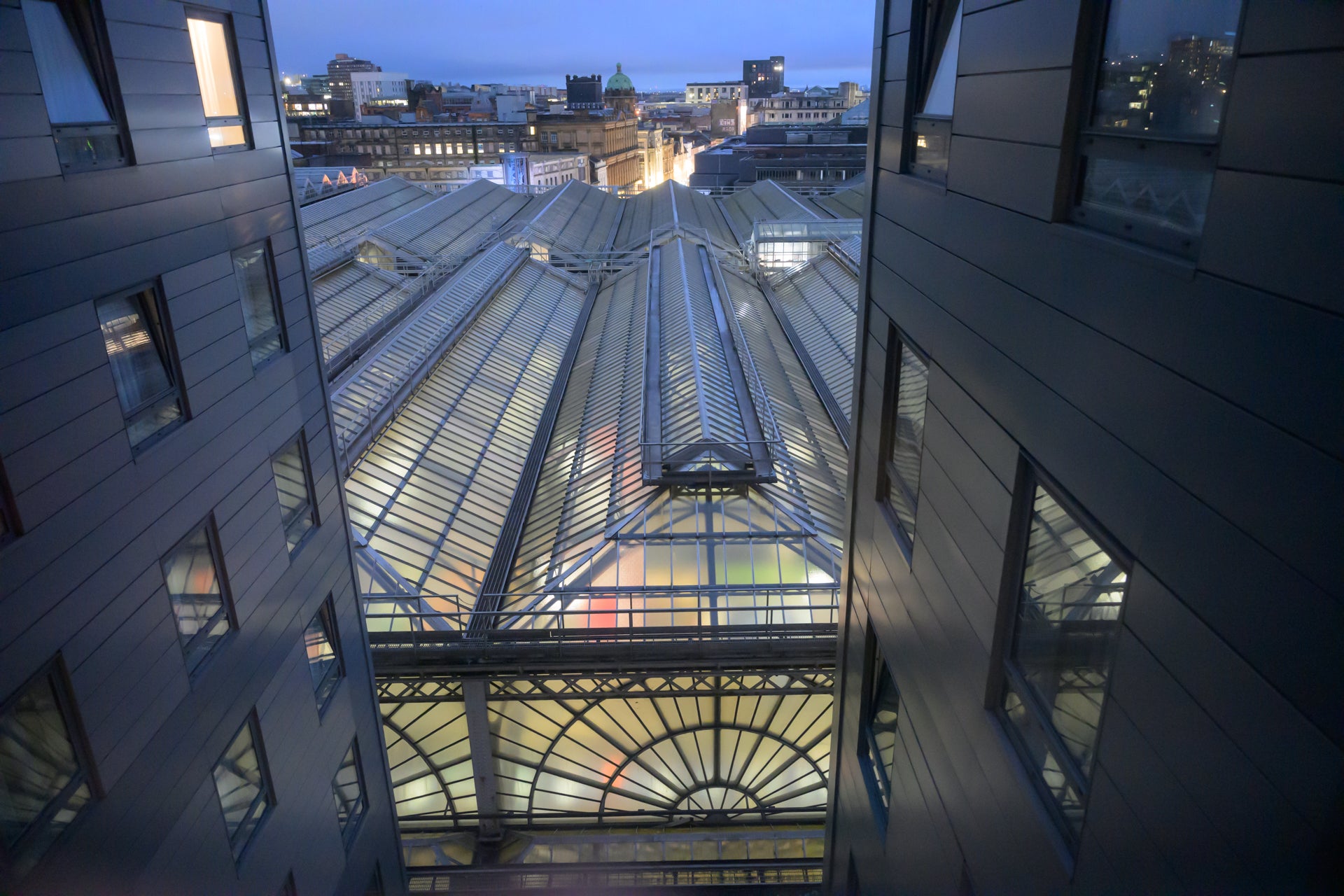 Glasgow Central Railway Station at dawn on canvas
