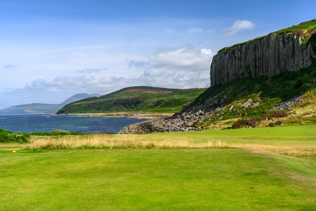 Cliff view from the Shiskine golf course under acrylic glass with black frame