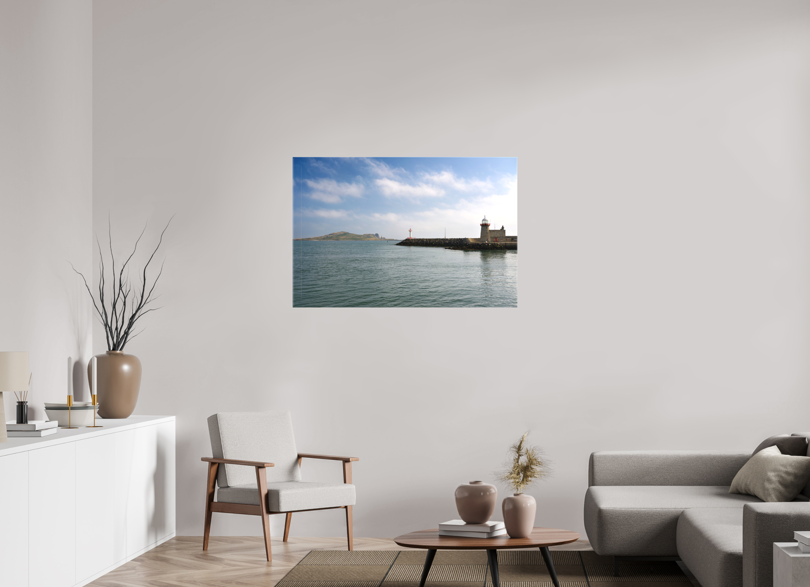 45 x 30″, Matte Canvas with wrapped edges - no frame Howth Harbour and Lighthouse on canvas