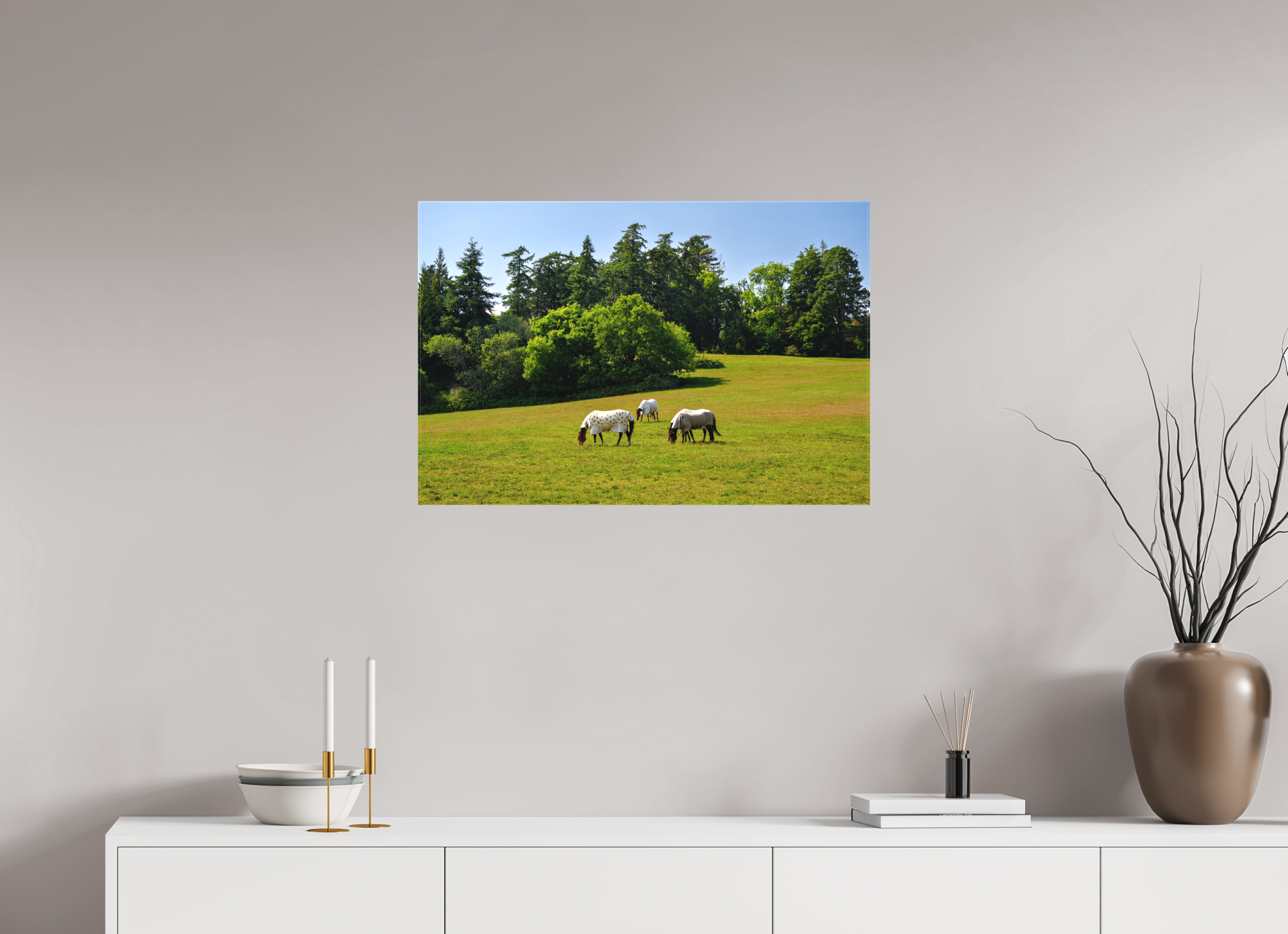 30 x 20″, Matte Canvas with wrapped edges - no frame Horses near Powerscourt Gardens on canvas