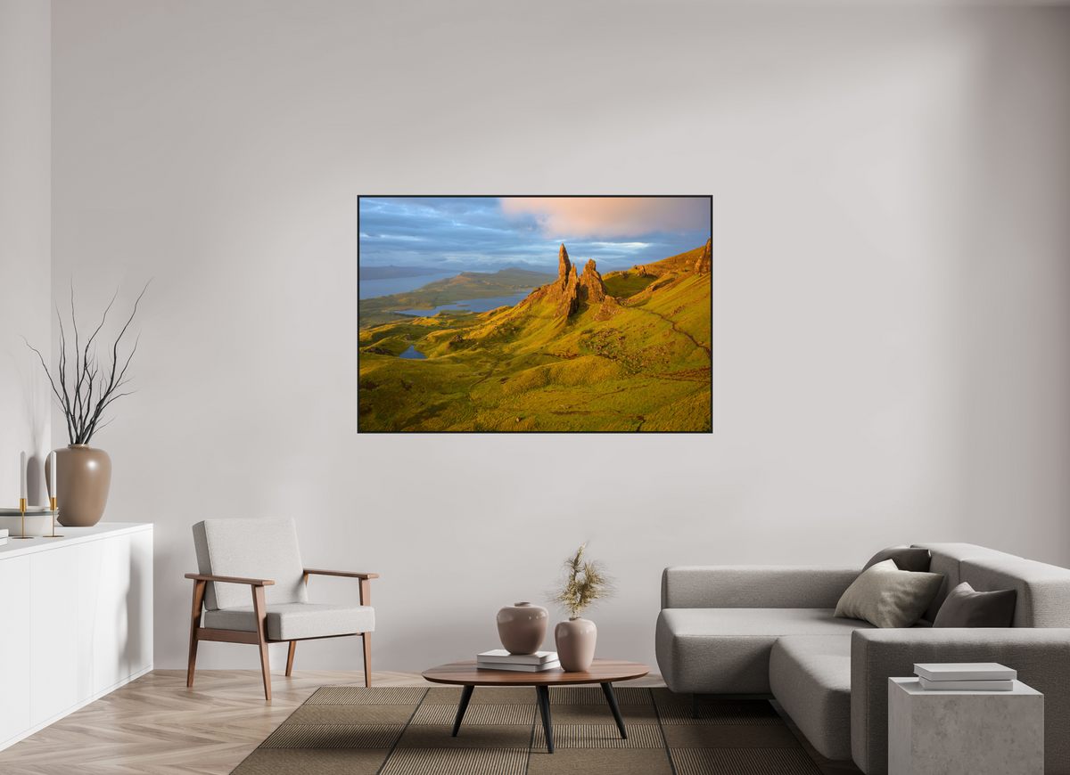 66 x 44″, Acrylic Glass Black matt .24" frame Old Man of Storr on Under Acrylic Glass with black matt frame