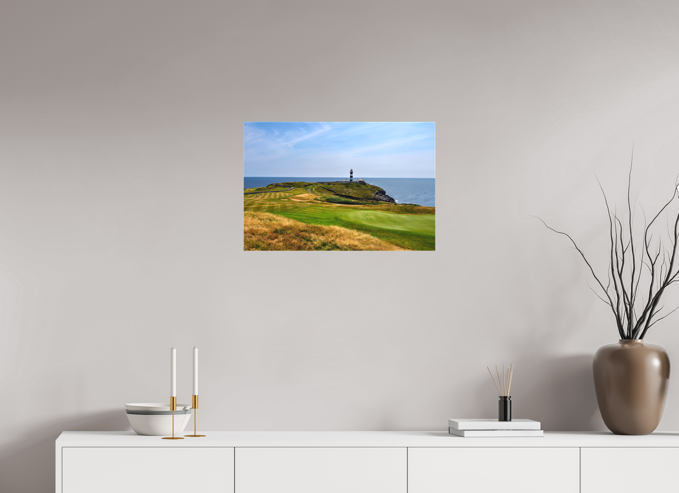 24 x 16″, Matte Canvas with wrapped edges - no frame Old Head golf course and lighthouse on canvas