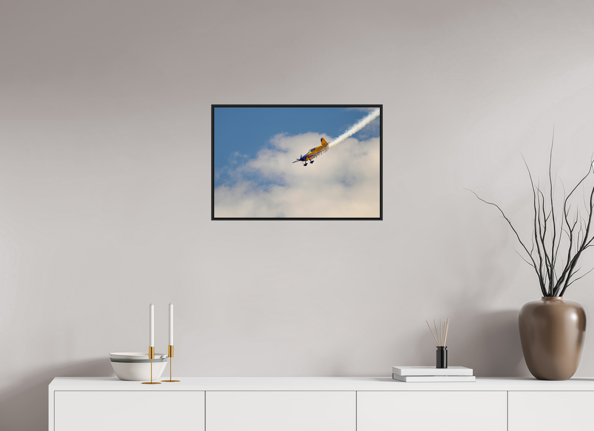 24 x 16″, Acrylic Glass Black matt .24" frame Bob Freeman in his "Extra 330S" under acrylic glass with black frame