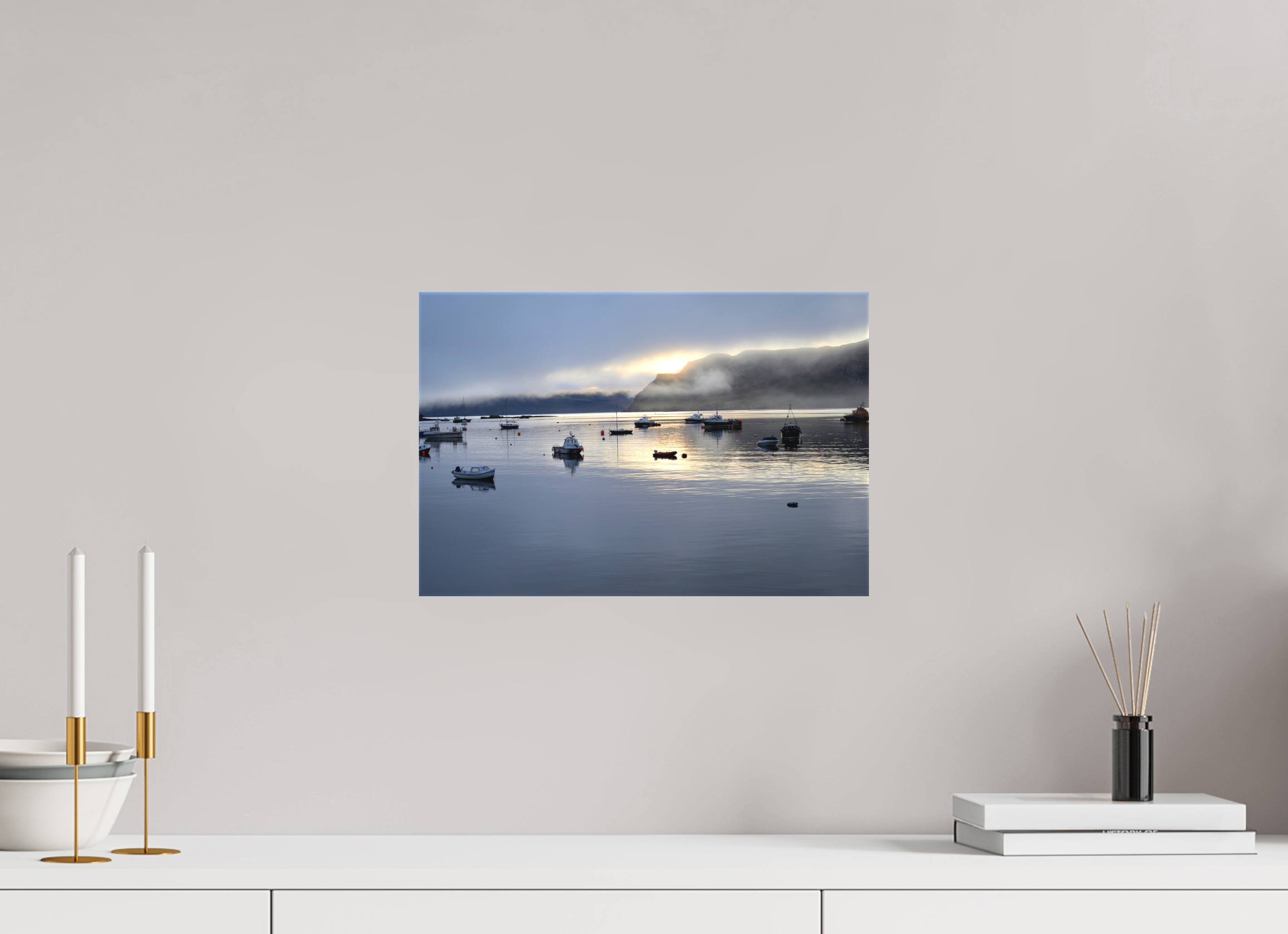 15 x 10″, Matte Canvas with wrapped edges - no frame Portree Harbor Isle of Skye at sunrise on canvas