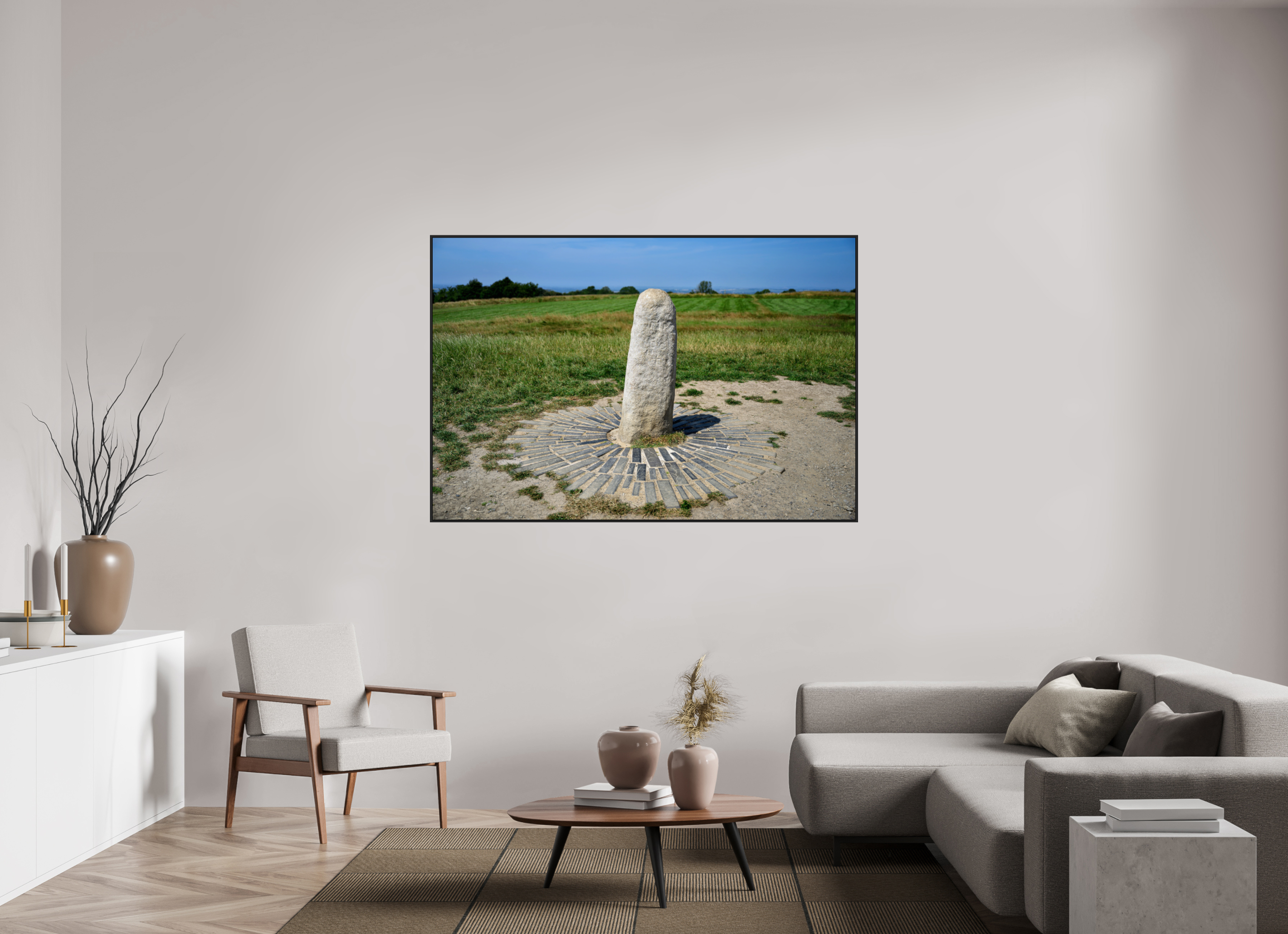 66 x 44″, Acrylic Glass Black matt .24" frame The Lia Fáil at the Hill Of Tara under acrylic glass with black frame