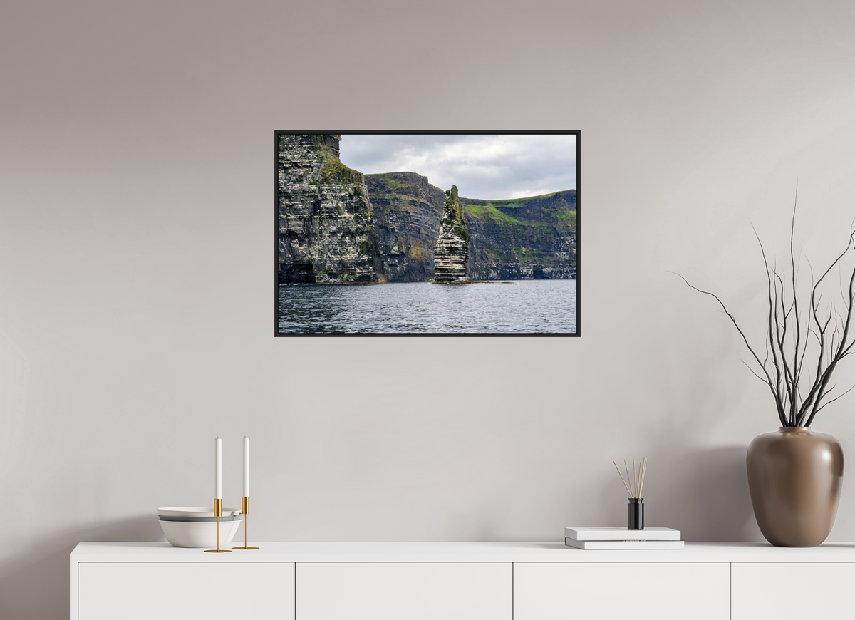 30 x 20″, Acrylic Glass Black matt .24" frame Cliffs of Mohre under acrylic glass with black frame