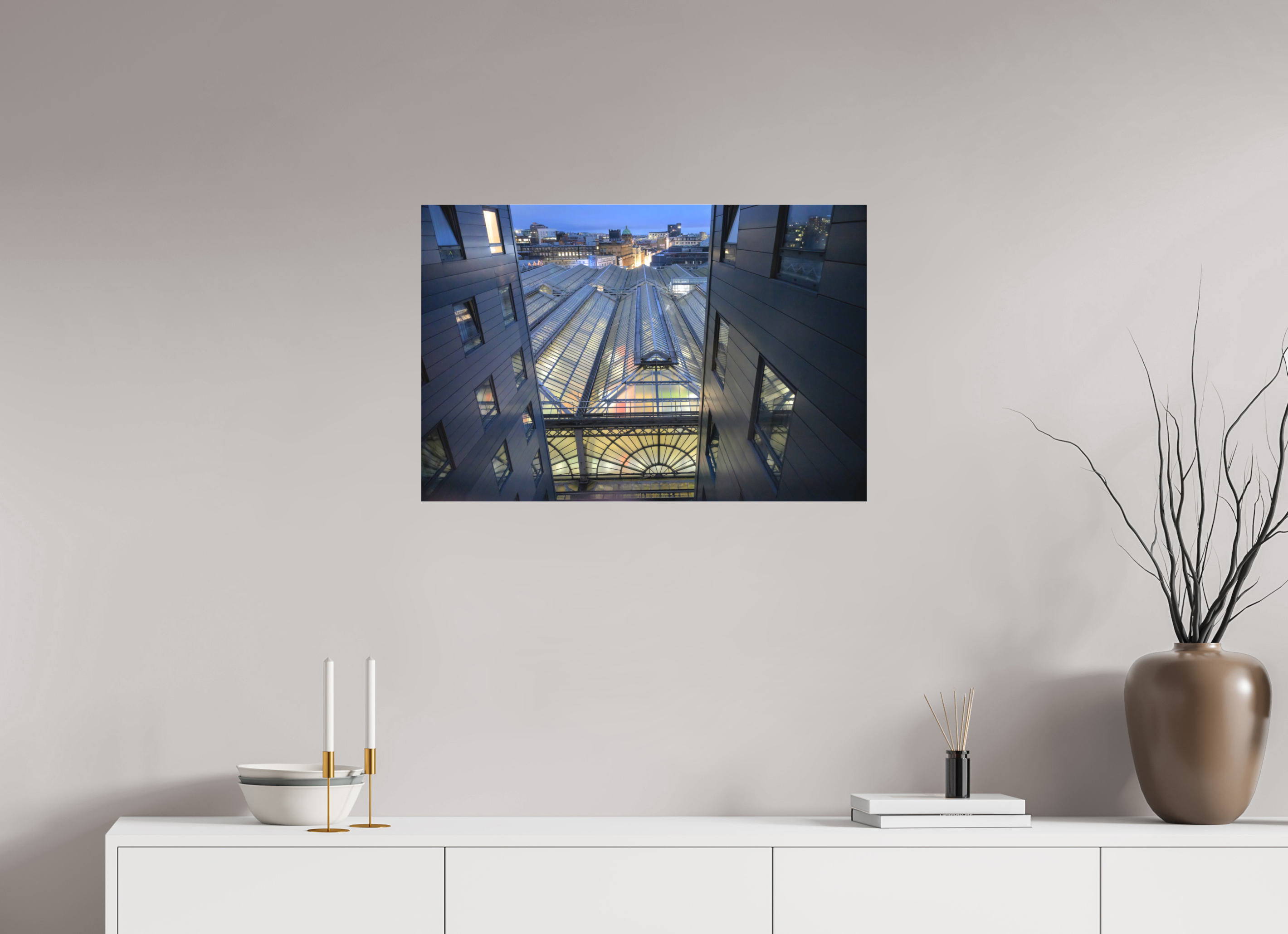 30 x 20″, Matte Acrylic Glass without frame Glasgow Centrail Railway Station at dawn on Matte Acrylic Glass without frame
