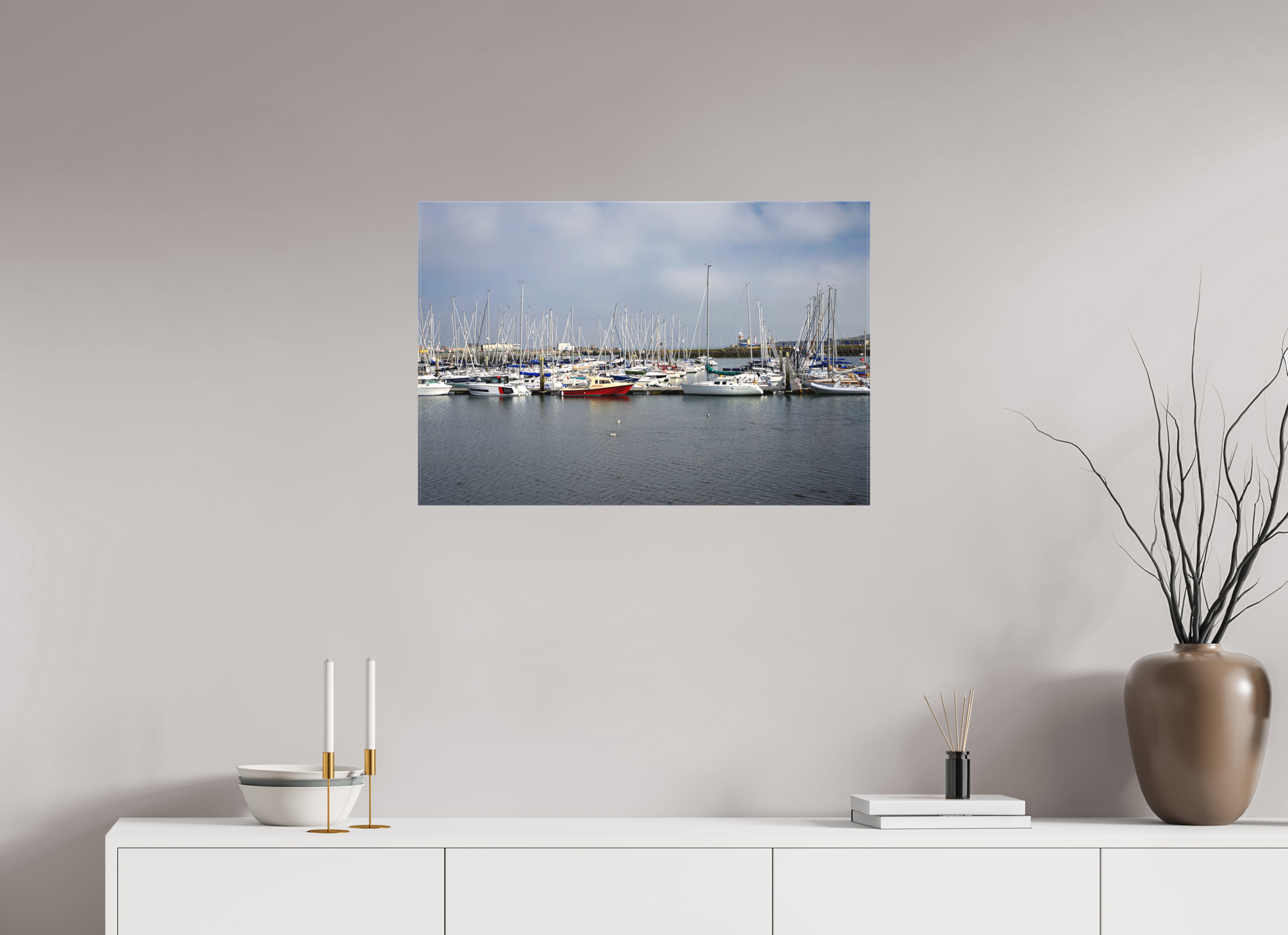 30 x 20″, Matte Canvas with wrapped edges - no frame Sailing vessels in Howth Harbour on canvas