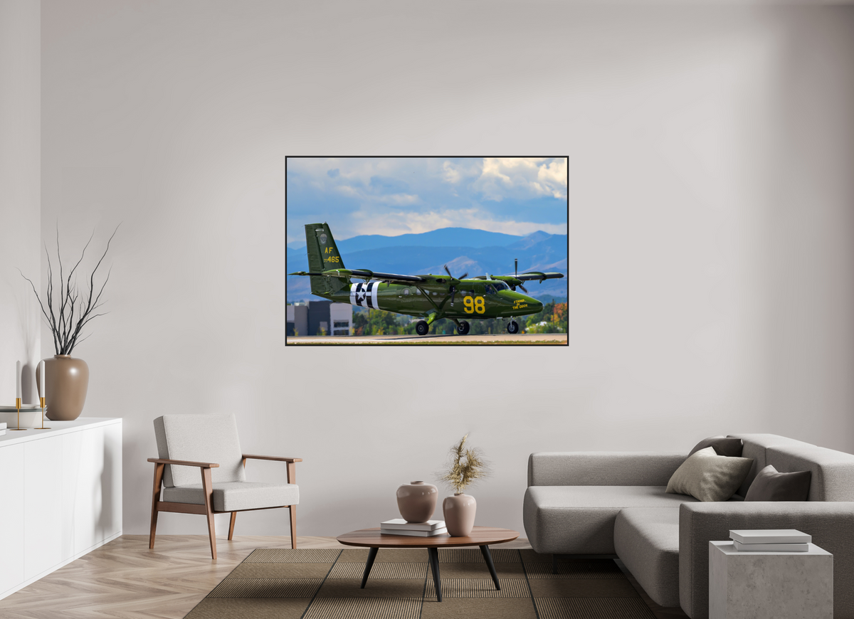66 x 44″, Acrylic Glass Black matt .24" frame 98 FTS "Stand In The Door" De Havilland Canada UV-18 Twin Otter under acrylic glass with black frame