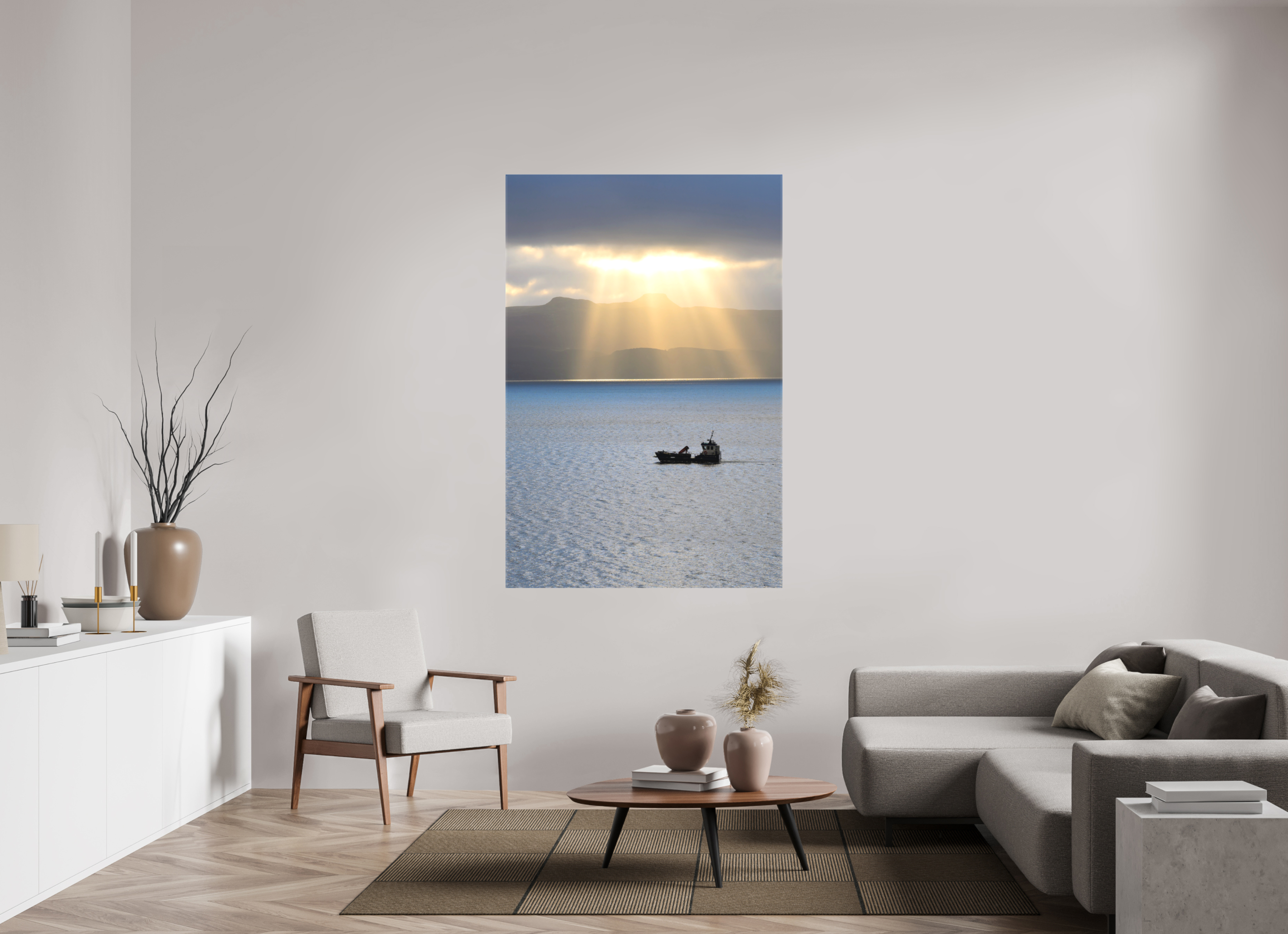 44 x 66″, Matte Canvas with wrapped edges - no frame Morning sunburst on Isle of Skye on Canvas