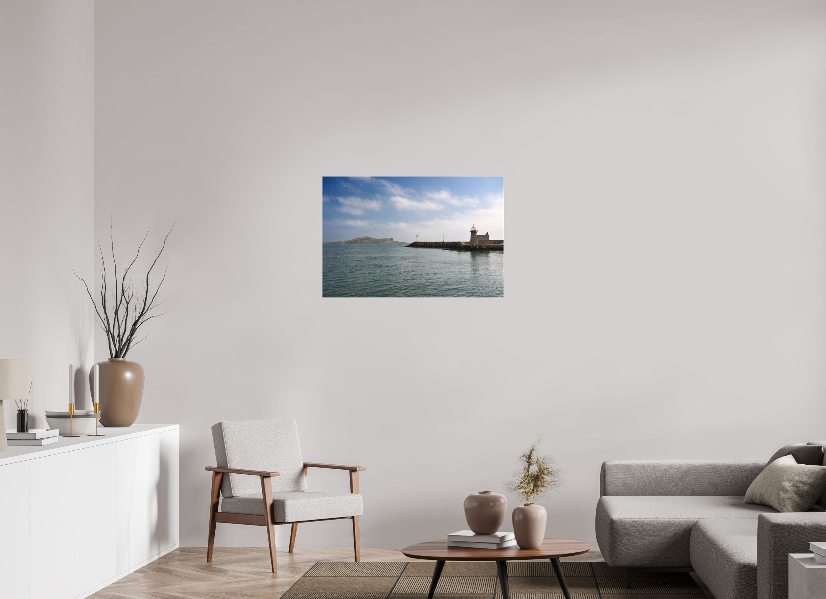 36 x 24″, Matte Acrylic Glass without frame Howth Harbour and Lighthouse under acrylic glass
