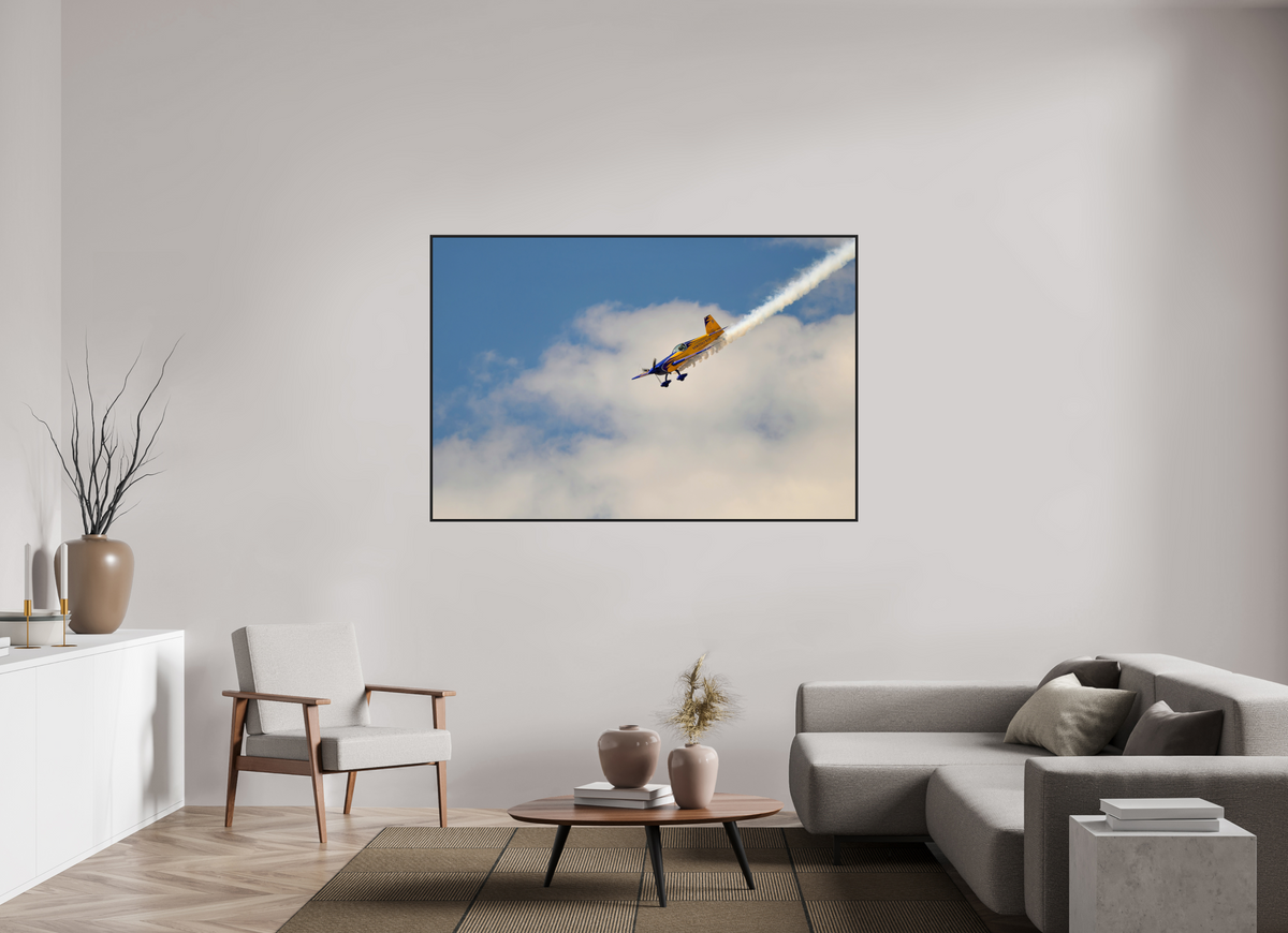 66 x 44″, Acrylic Glass Black matt .24" frame Bob Freeman in his "Extra 330S" under acrylic glass with black frame