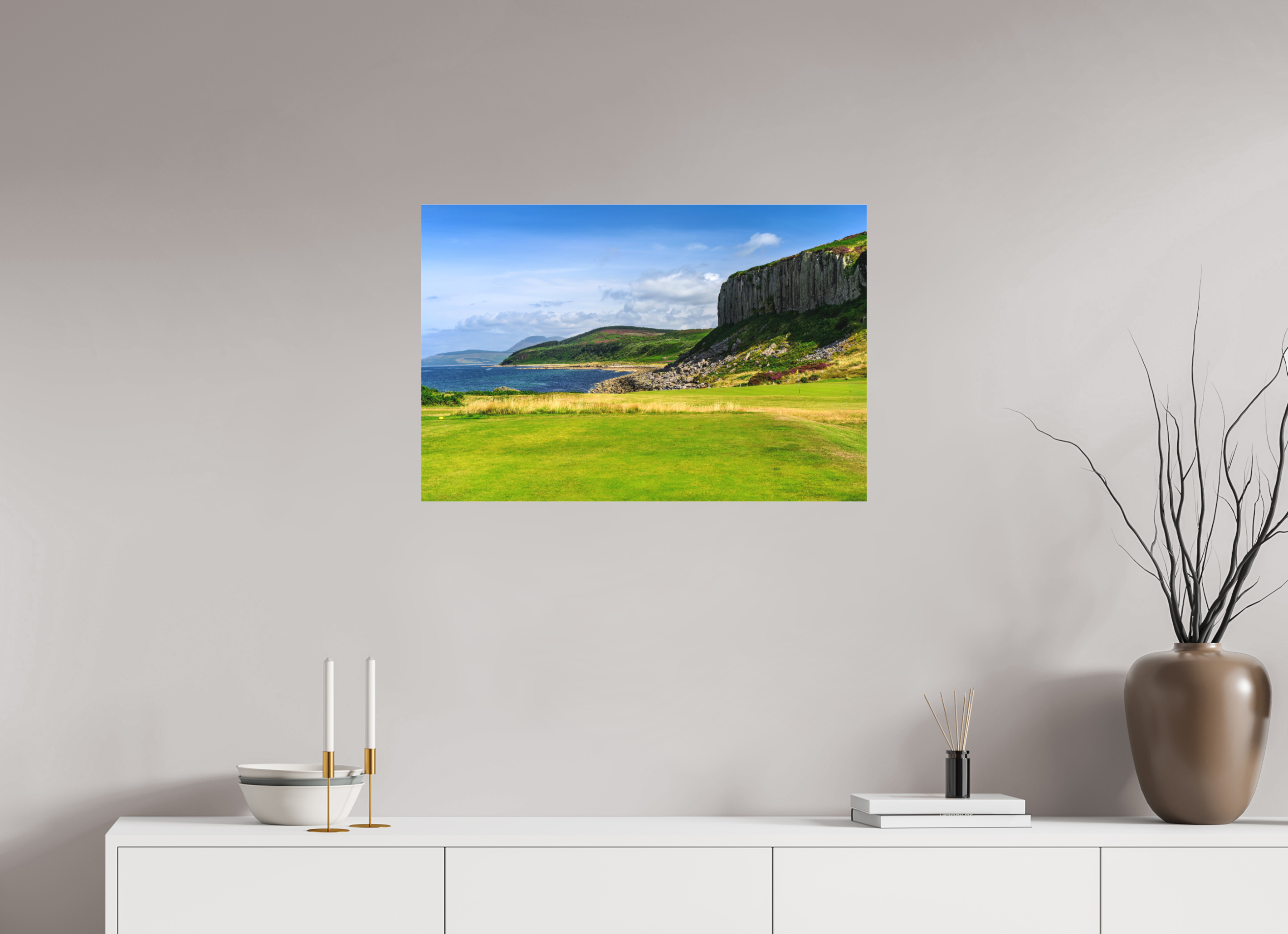 30 x 20″, Matte Acrylic Glass without frame Cliff view from the Shiskine golf course on Matte Acrylic Glass without frame