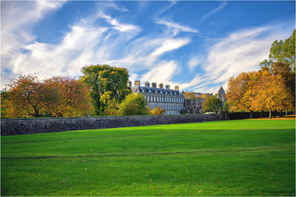 Main image Holyrood Palace on a bright sunny day on Matte Acrylic Glass without frame