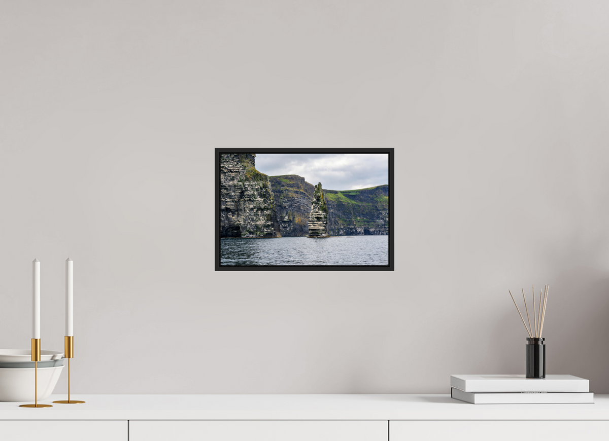 12 x 8″, Acrylic Glass Black matt .24" frame Cliffs of Mohre under acrylic glass with black frame