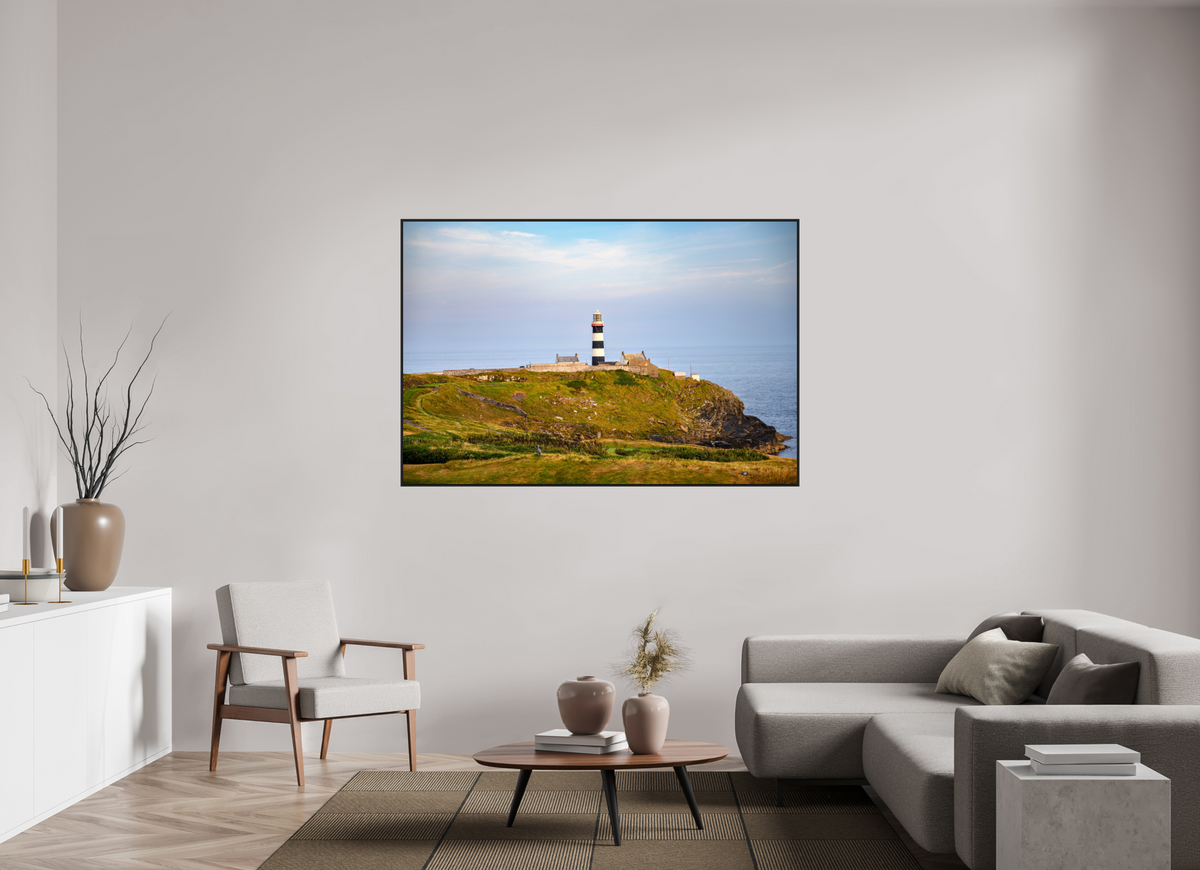 66 x 44″, Acrylic Glass Black matt .24" frame Old Head Lighthouse at sunset under acrylic glass with black frame