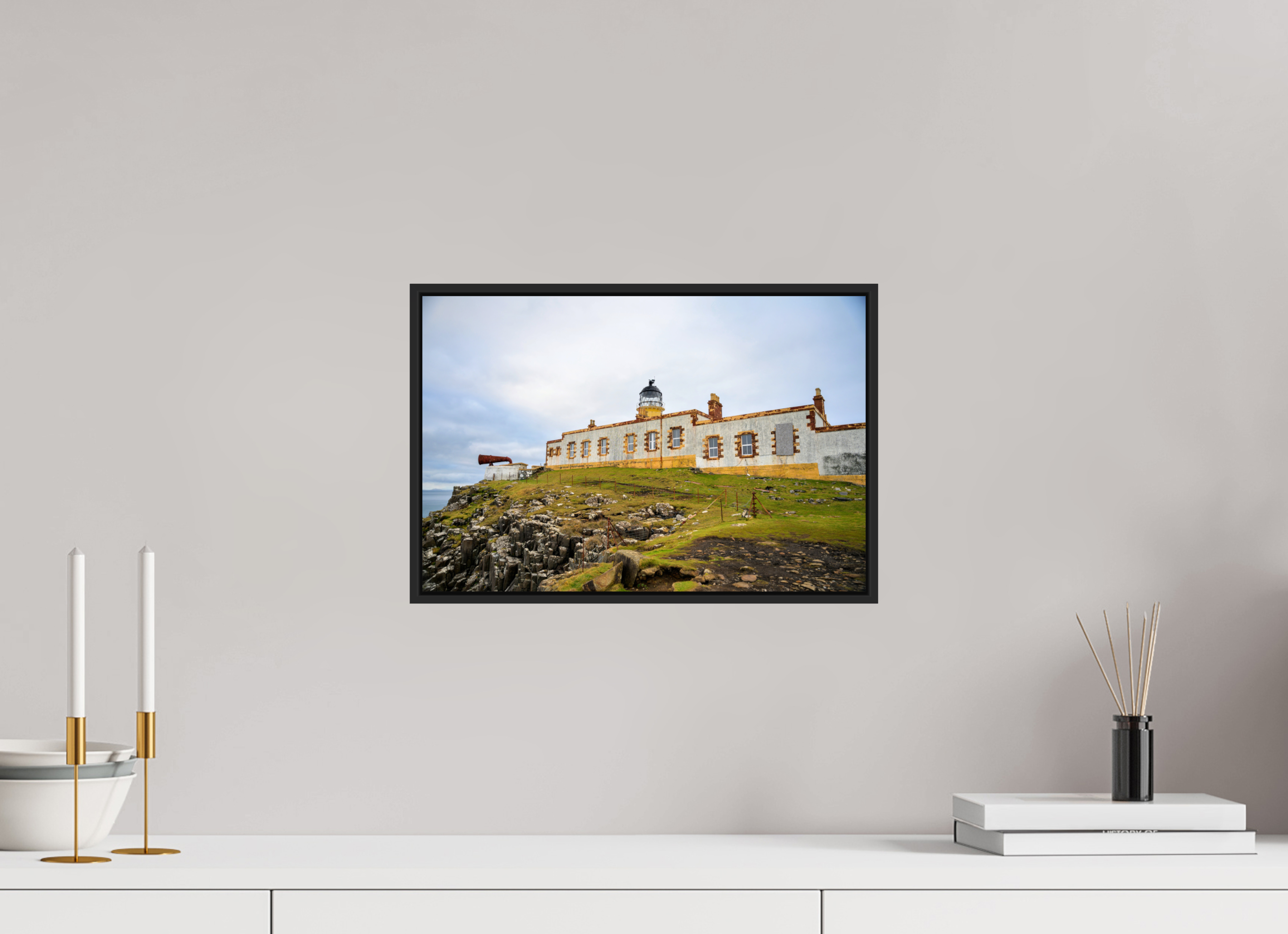 15 x 10″, Acrylic Glass Black matt .24" frame Neist Point Lighthouse under acrylic glass with black frame