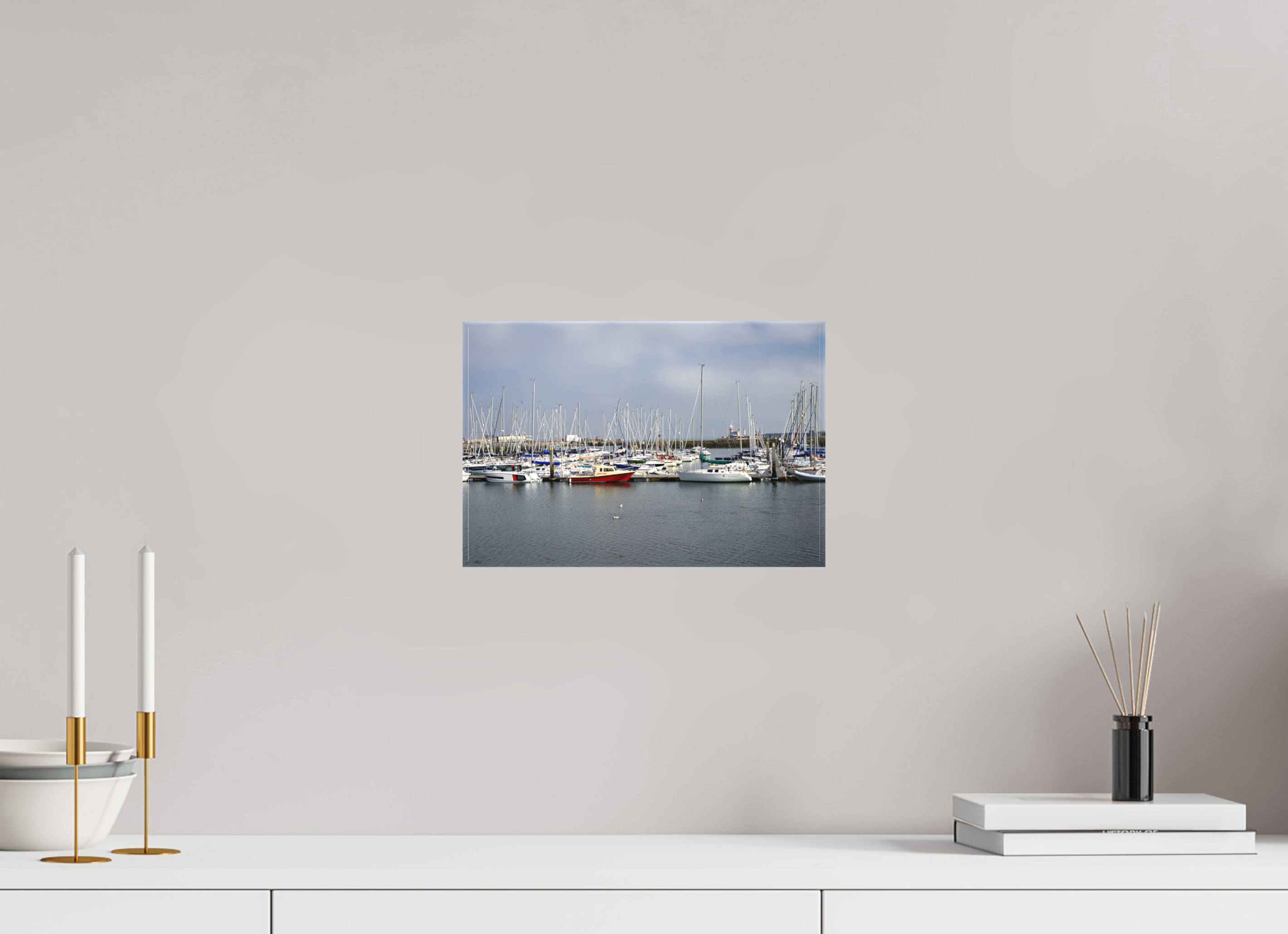 12 x 8″, Matte Canvas with wrapped edges - no frame Sailing vessels in Howth Harbour on canvas