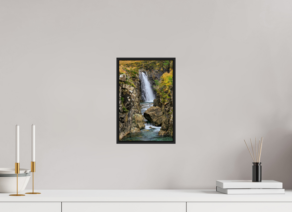 8 x 12″, Acrylic Glass Black matt .24" frame Fairy Pools Waterfall under acrylic glass with black frame