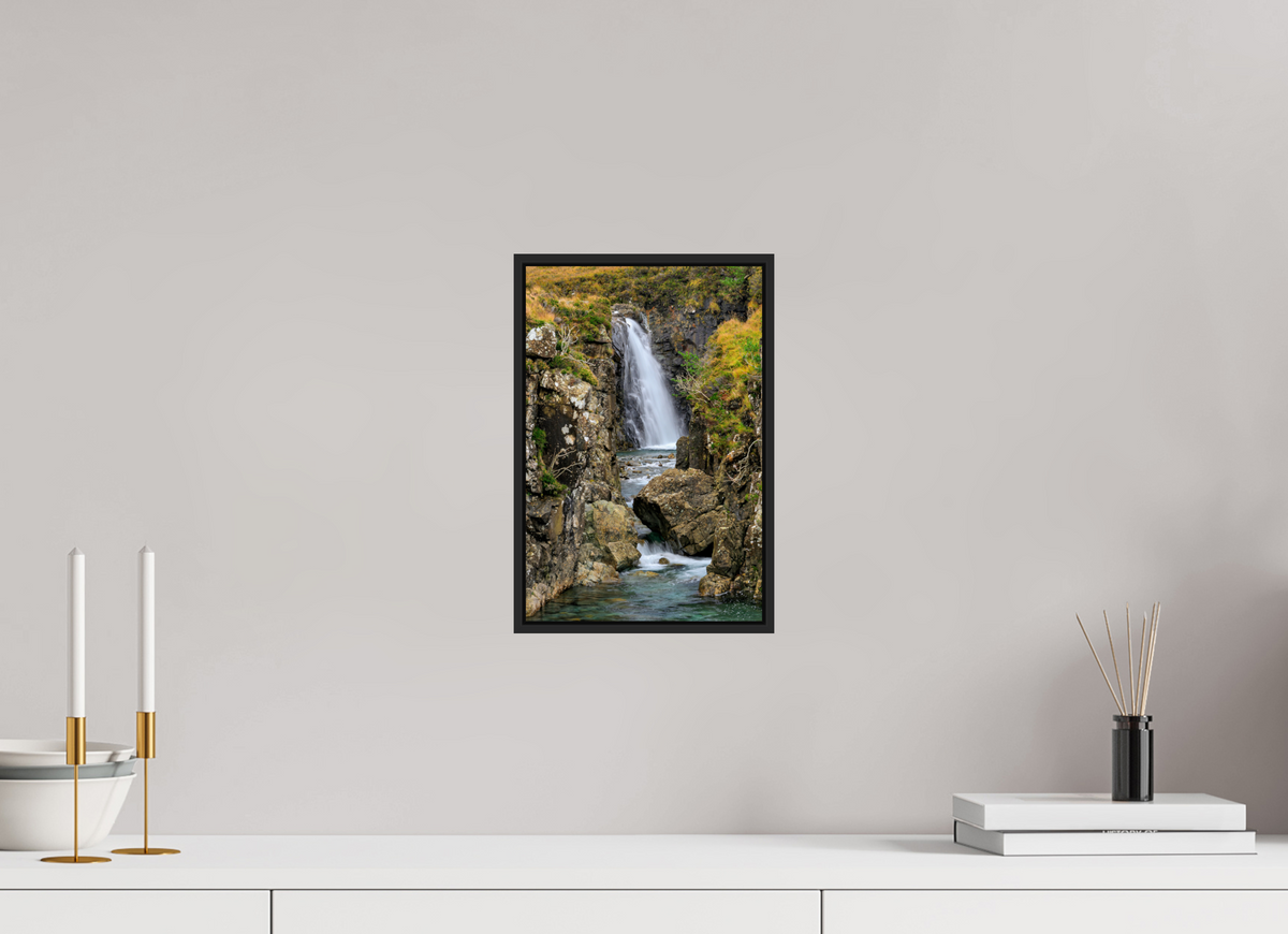 8 x 12″, Acrylic Glass Black matt .24" frame Fairy Pools Waterfall under acrylic glass with black frame