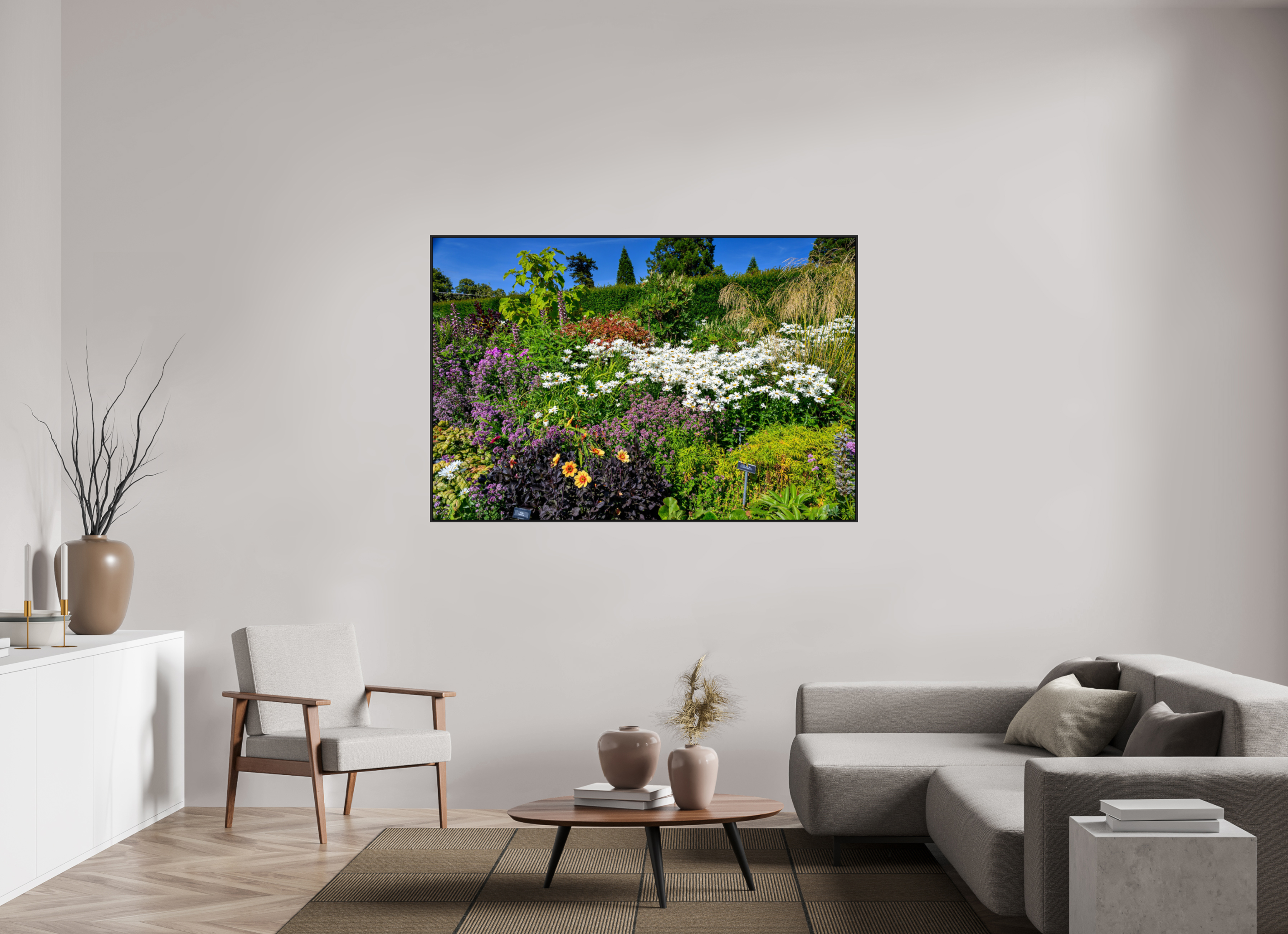 66 x 44″, Acrylic Glass Black matt .24" frame Powerscourt Gardens A under acrylic glass with black frame