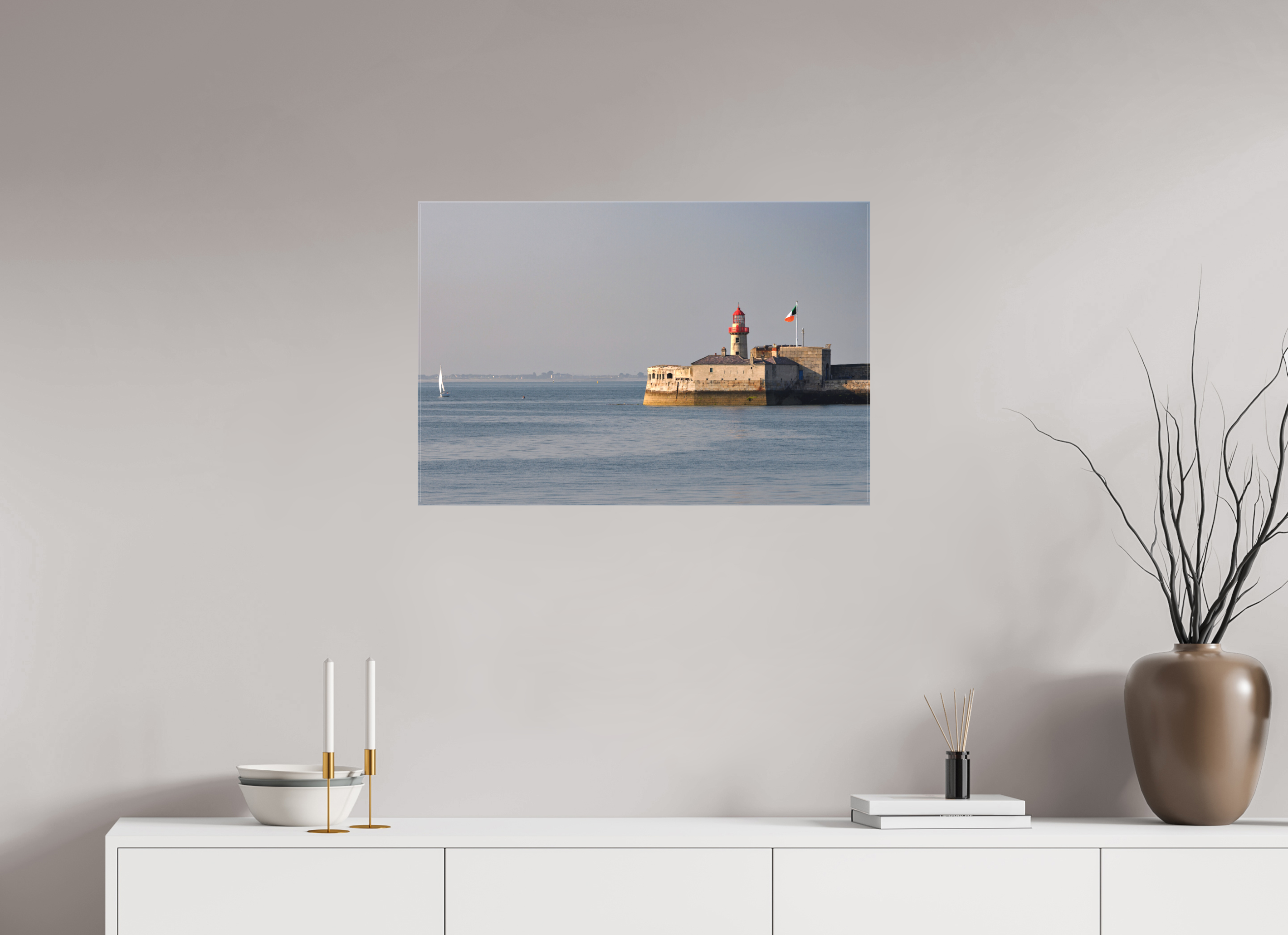 30 x 20″, Matte Canvas with wrapped edges - no frame Dun Laoghaire Lighthouse at sunset