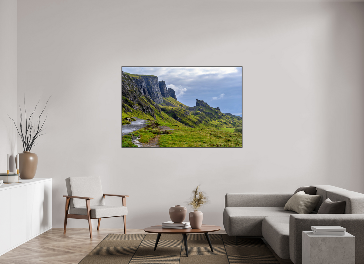 66 x 44″, Acrylic Glass Black matt .24" frame The Quiraing on the Isle of Skye under acrylic glass with black frame