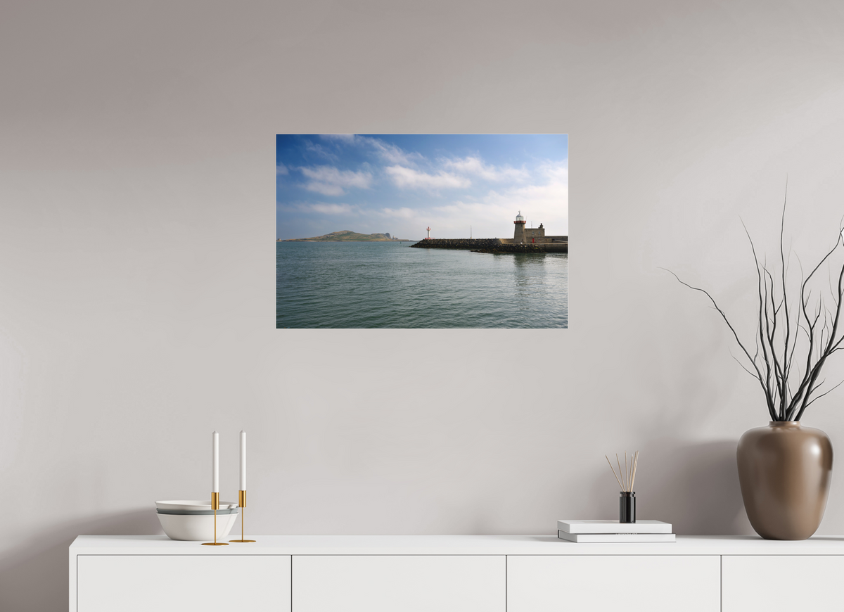 30 x 20″, Matte Acrylic Glass without frame Howth Harbour and Lighthouse under acrylic glass