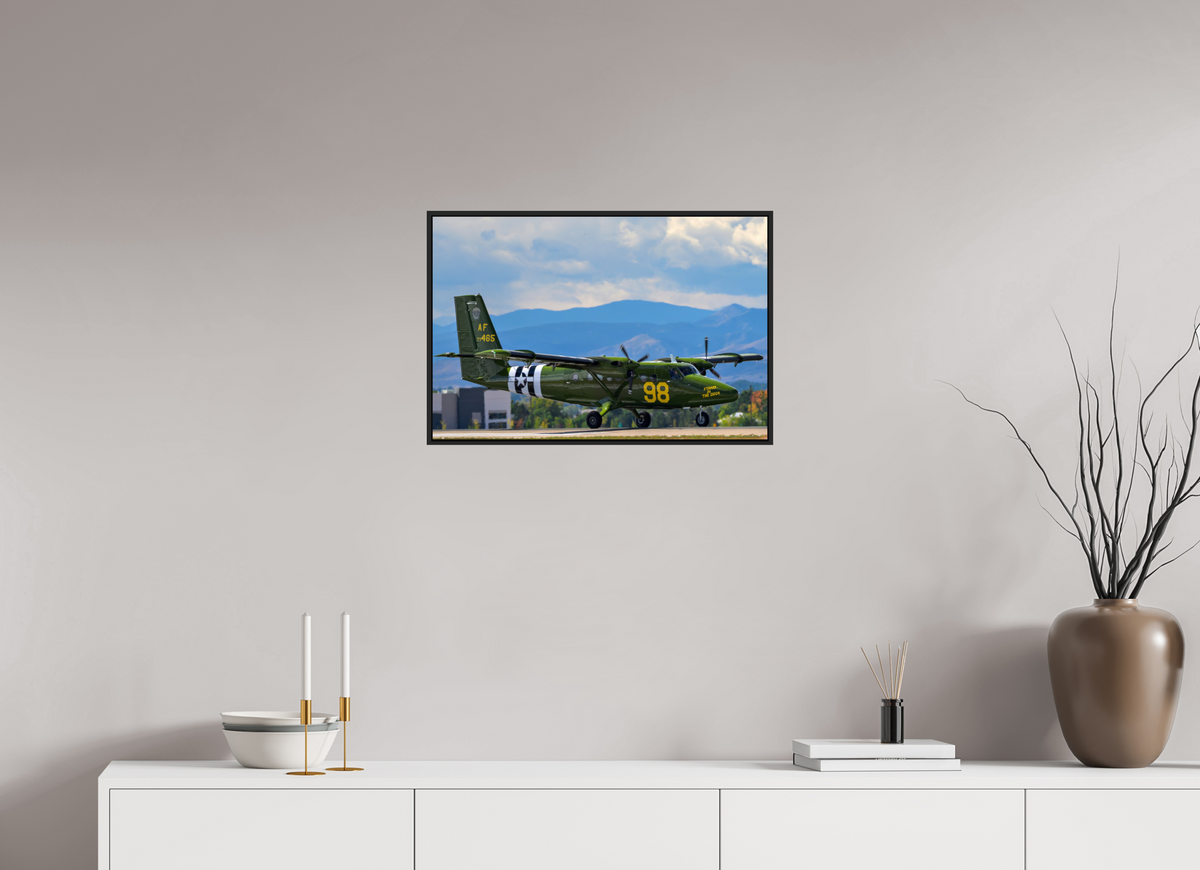 24 x 16″, Acrylic Glass Black matt .24" frame 98 FTS "Stand In The Door" De Havilland Canada UV-18 Twin Otter under acrylic glass with black frame