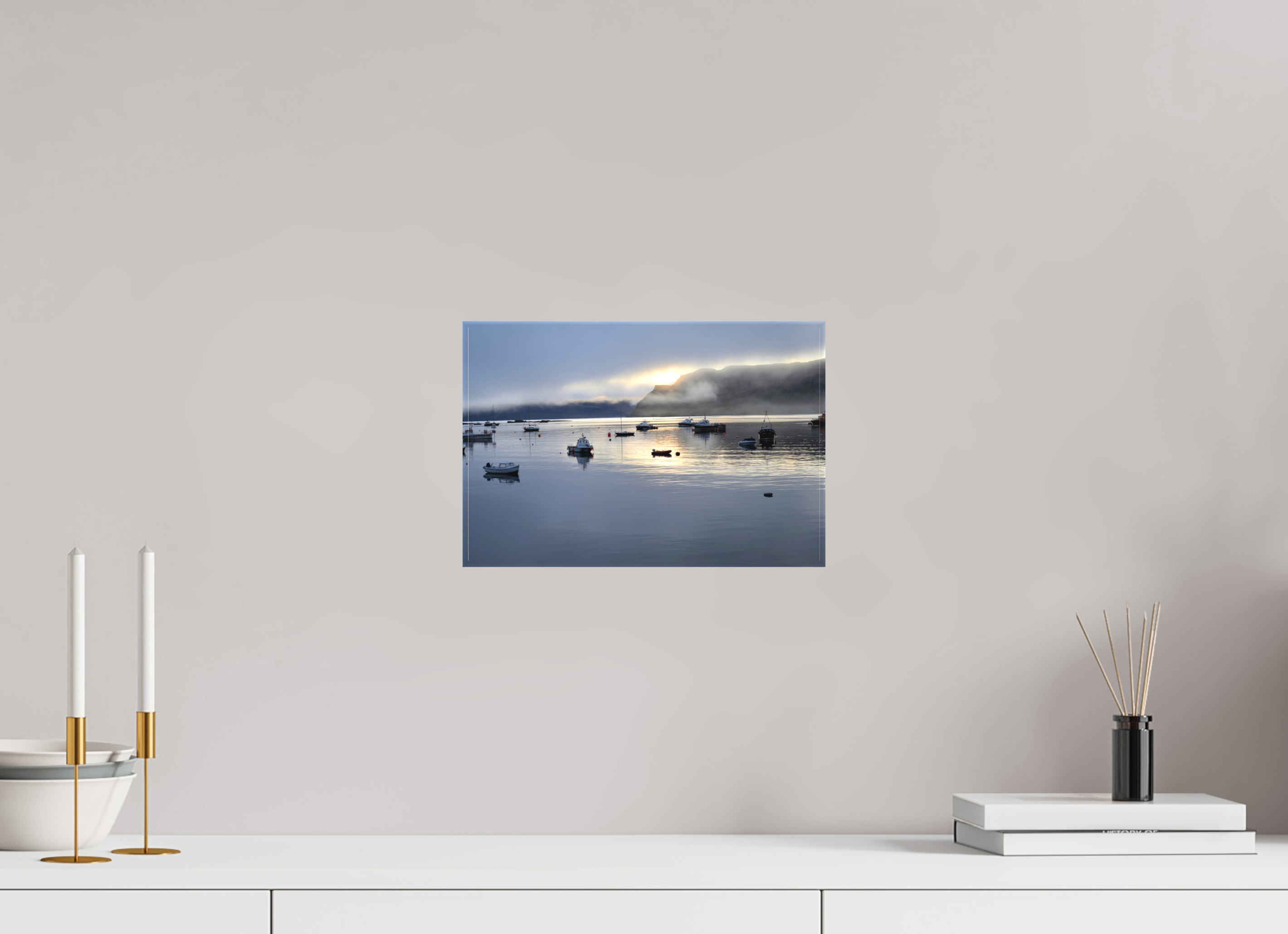 12 x 8″, Matte Canvas with wrapped edges - no frame Portree Harbor Isle of Skye at sunrise on canvas