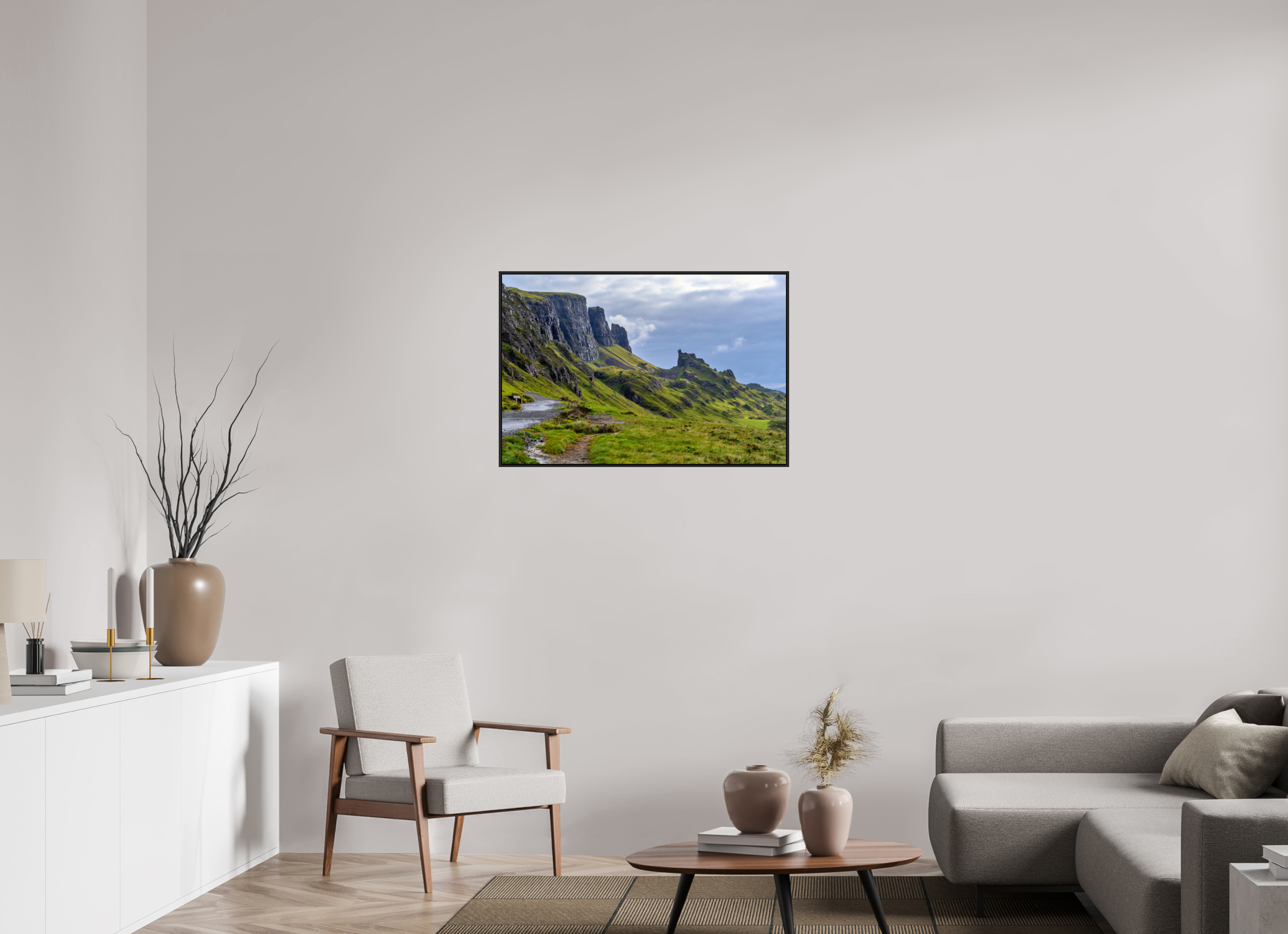 36 x 24″, Acrylic Glass Black matt .24" frame The Quiraing on the Isle of Skye under acrylic glass with black frame