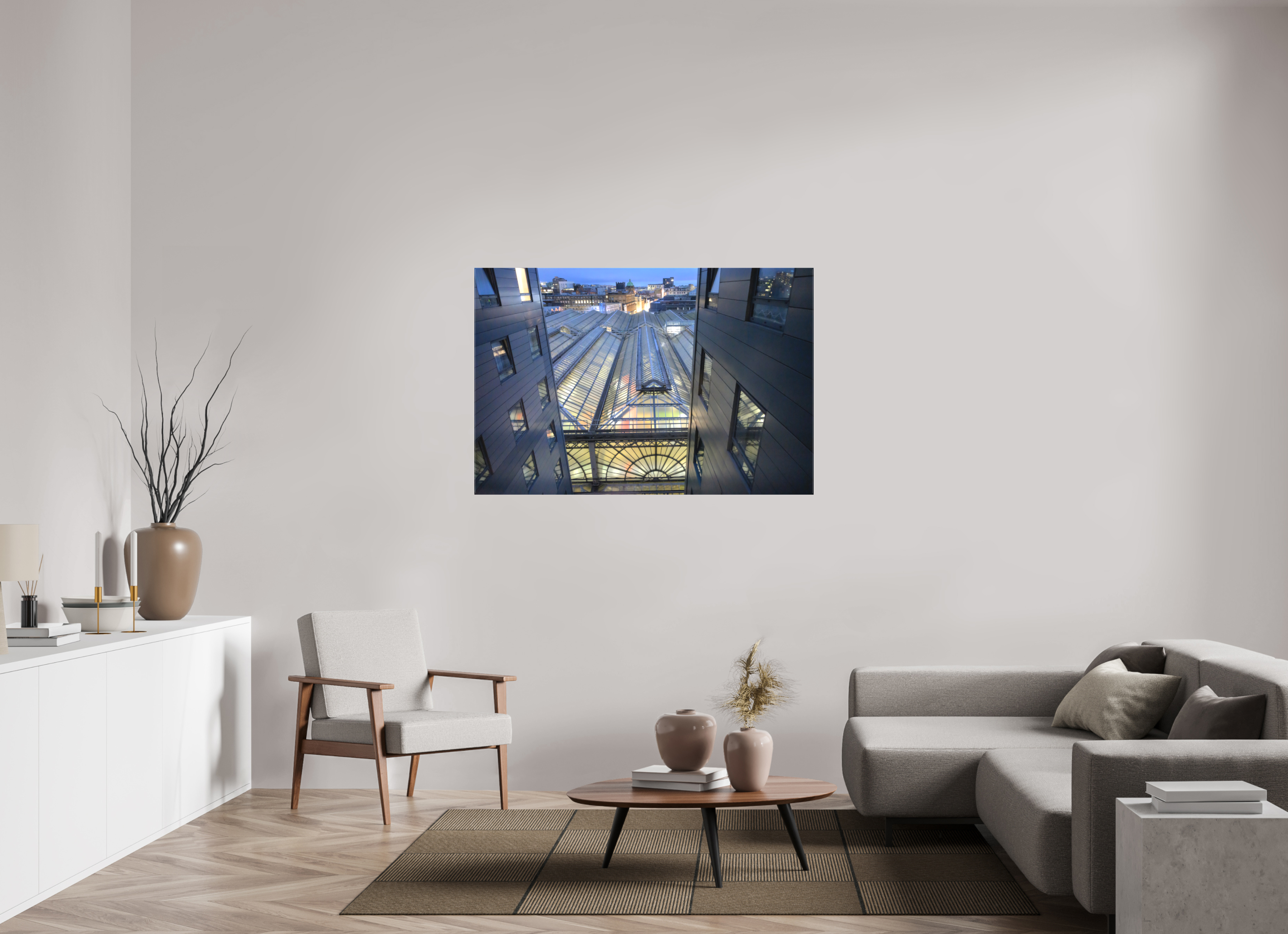 54 x 36″, Matte Canvas with wrapped edges - no frame Glasgow Central Railway Station at dawn on canvas